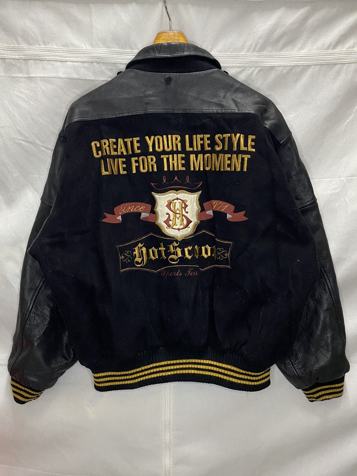 Vintage Hot scoop leather Varsity Jacket Streetwear