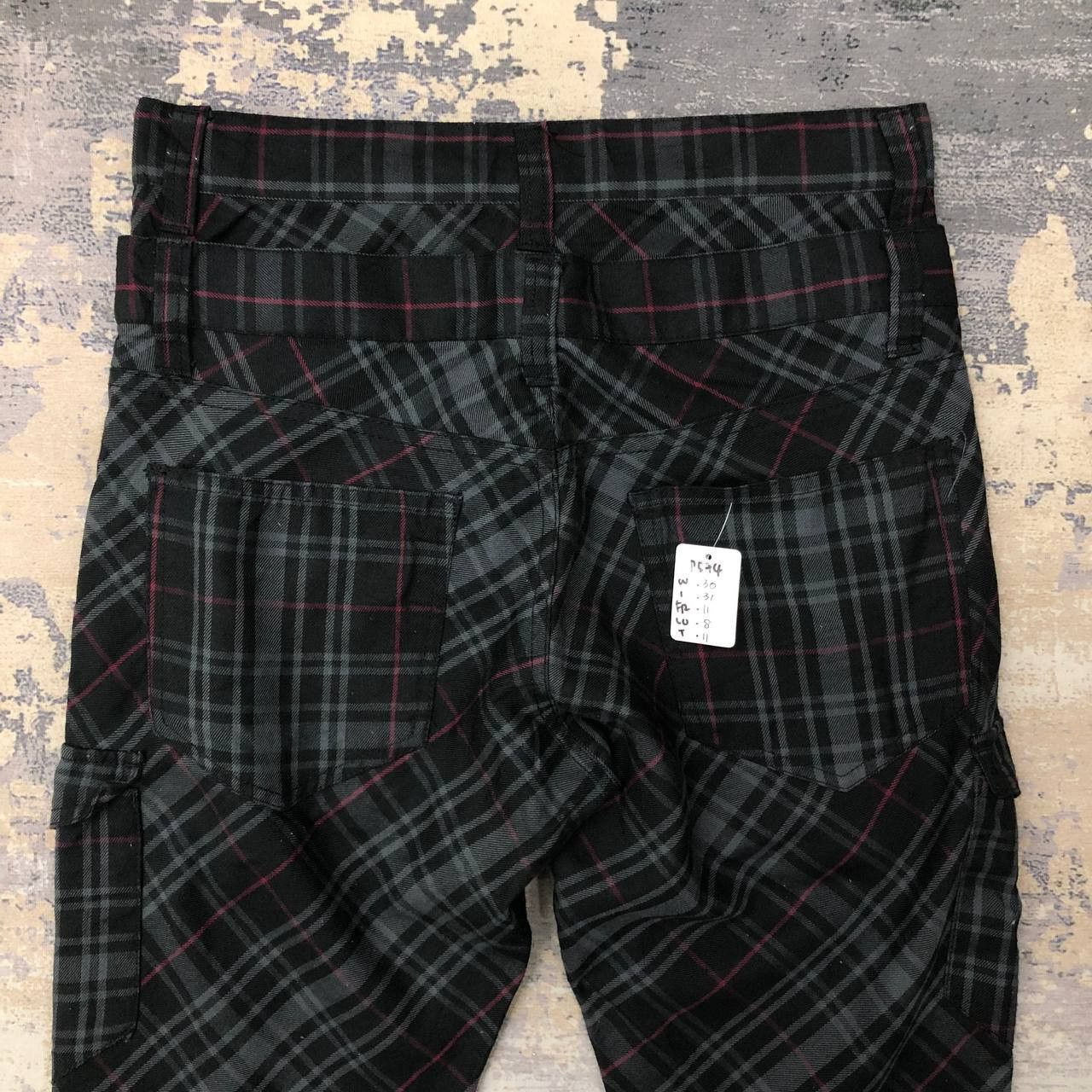 Japanese Brand P574 PUNK TARTAN DOUBLE WAIST CARGO PANTS Size US 30 / EU 46 - 4 Thumbnail