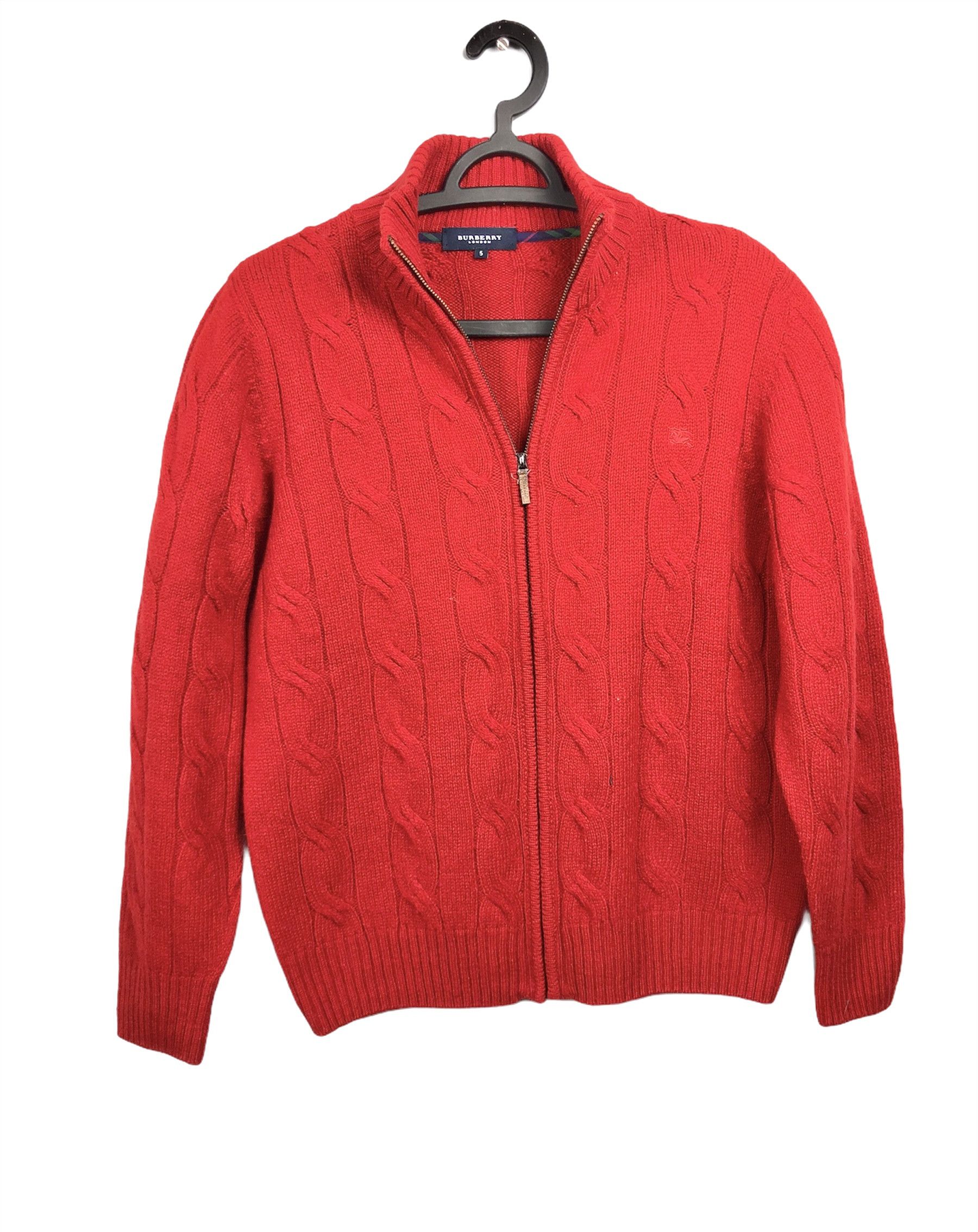 Burberry 🔥 Burberry zip up knitting sweater cable wool size S Size US S / EU 44-46 / 1 - 1 Thumbnail