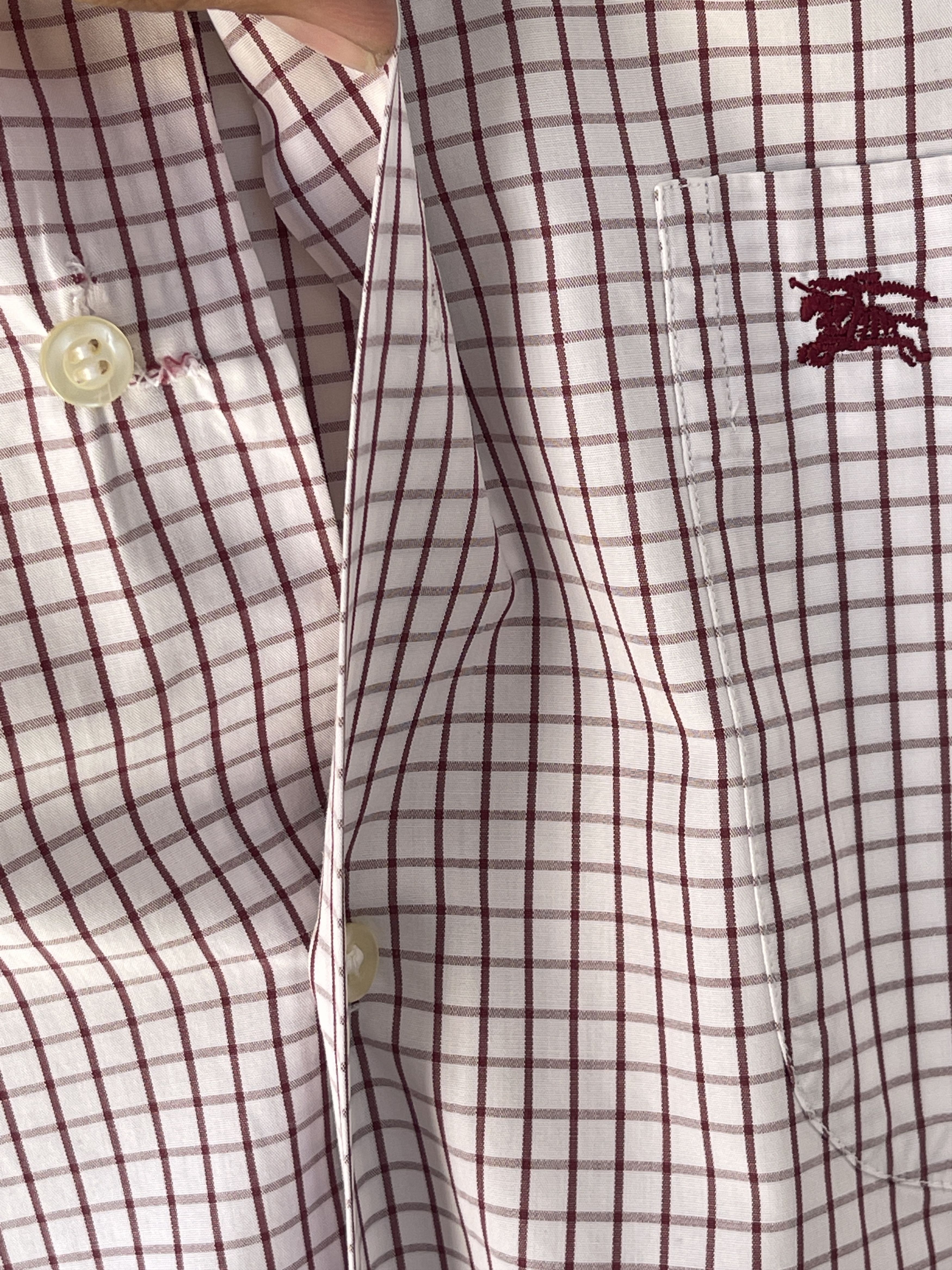 Burberry 🔥 Burberry plaid shirt burgundy and white size L Size US L / EU 52-54 / 3 - 9 Thumbnail