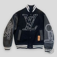 Luxury Brand Logo White Black Louis Vuitton Varsity Jacket