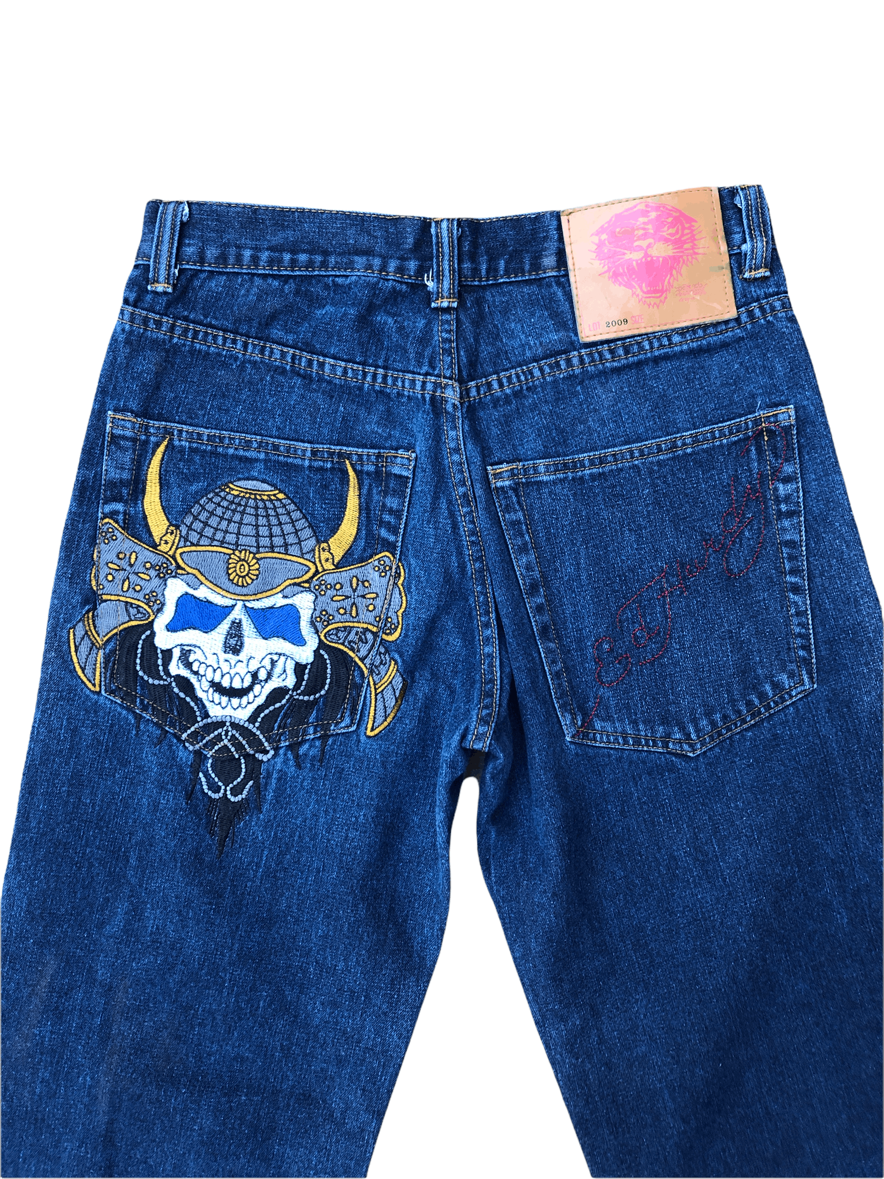 Vintage Ed Hardy Embroidered Jeans Size 32 'Dead Warrior'