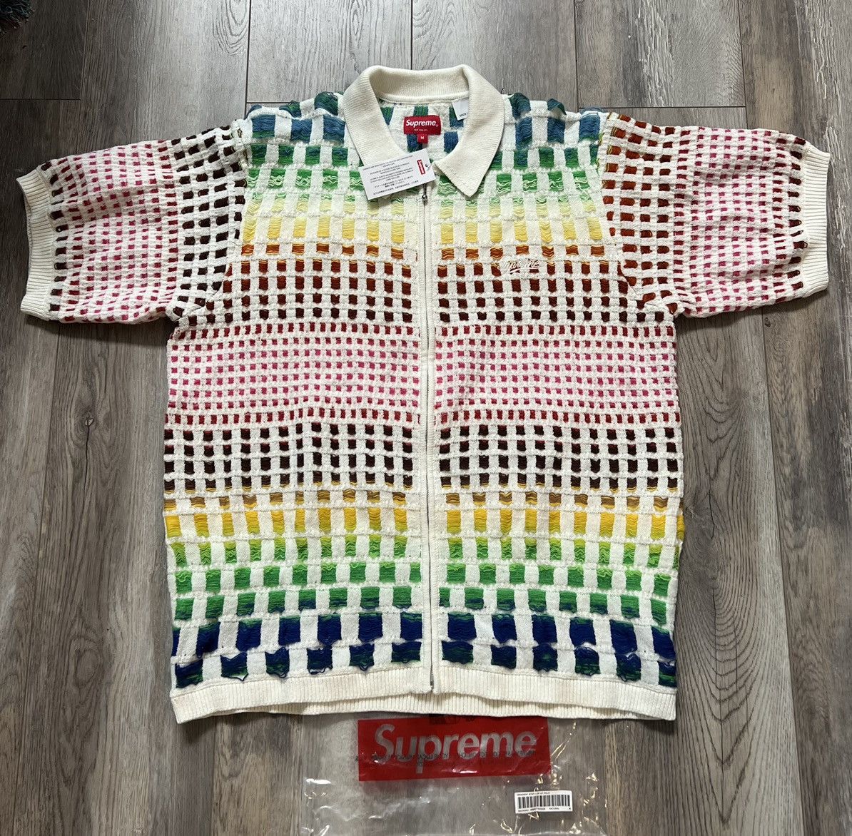 Supreme Supreme Gradient Zip Up Polo White   Grailed