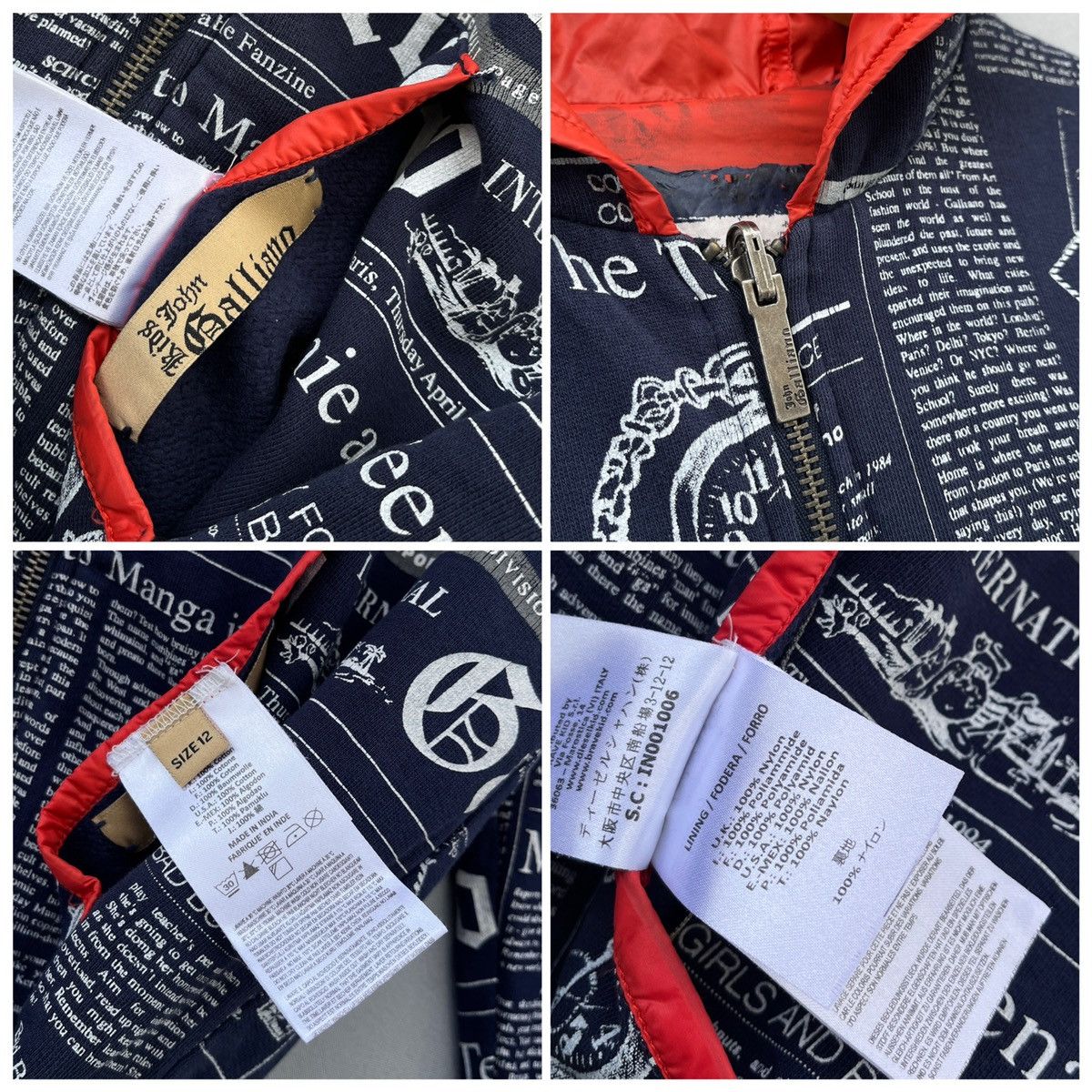 John Galliano 🔥Rare JOHN GALLIANO Gazette Newspaper Reversible Jacket Size S / US 4 / IT 40 - 8 Thumbnail