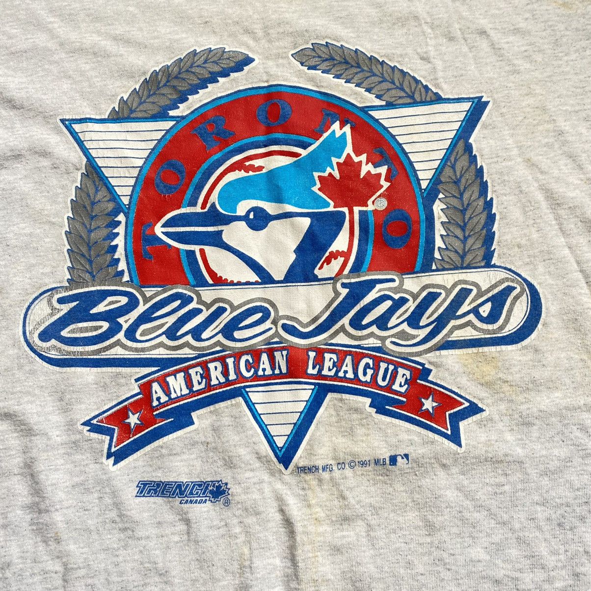 Fruit Of The Loom VINTAGE MLB BLUE JAYS 1991 AMERICAN LEAGUE T SHIRT Size US L / EU 52-54 / 3 - 2 Thumbnail