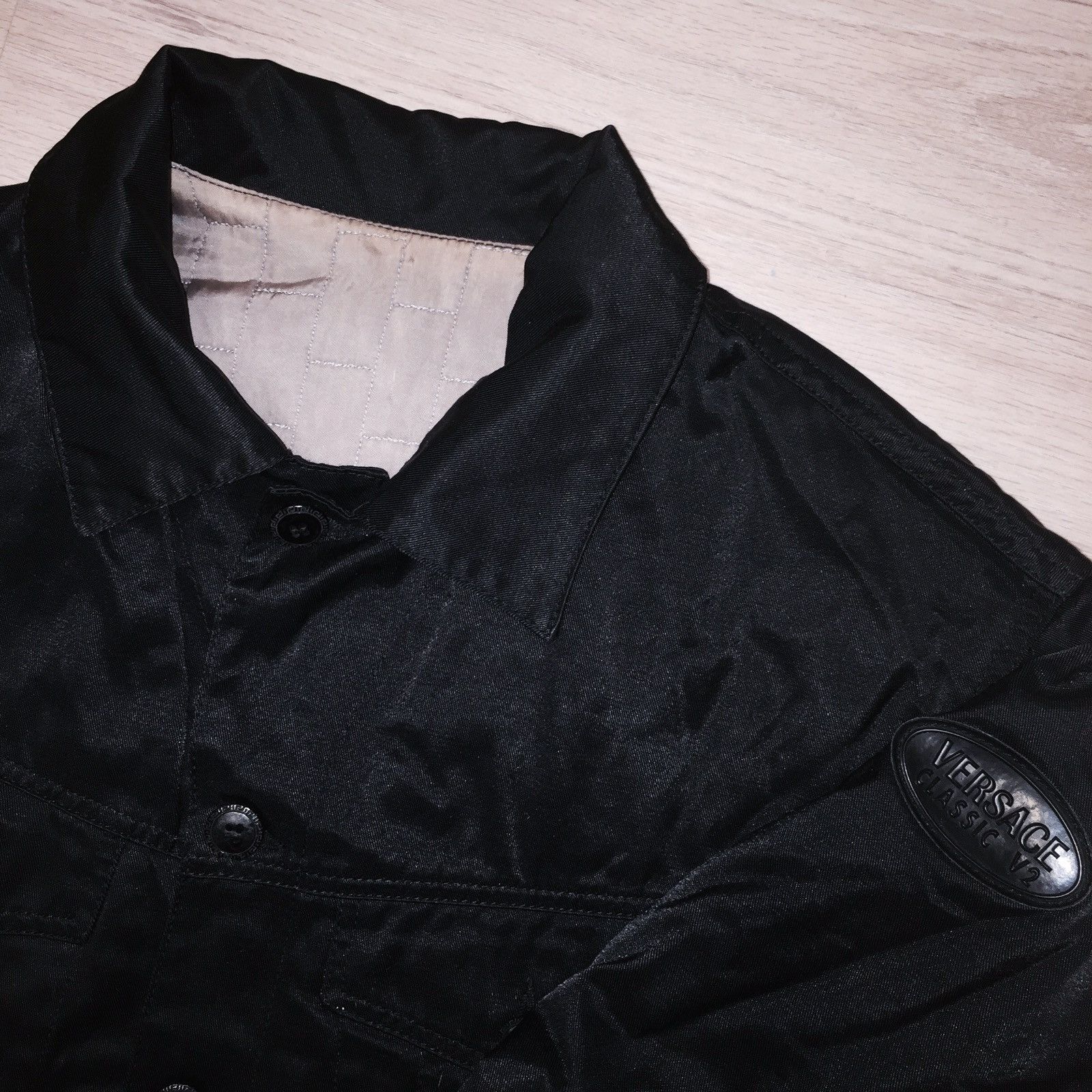 NEW Versace V2 VINTAGE Size M or L Black Nylon Trucker Jacket