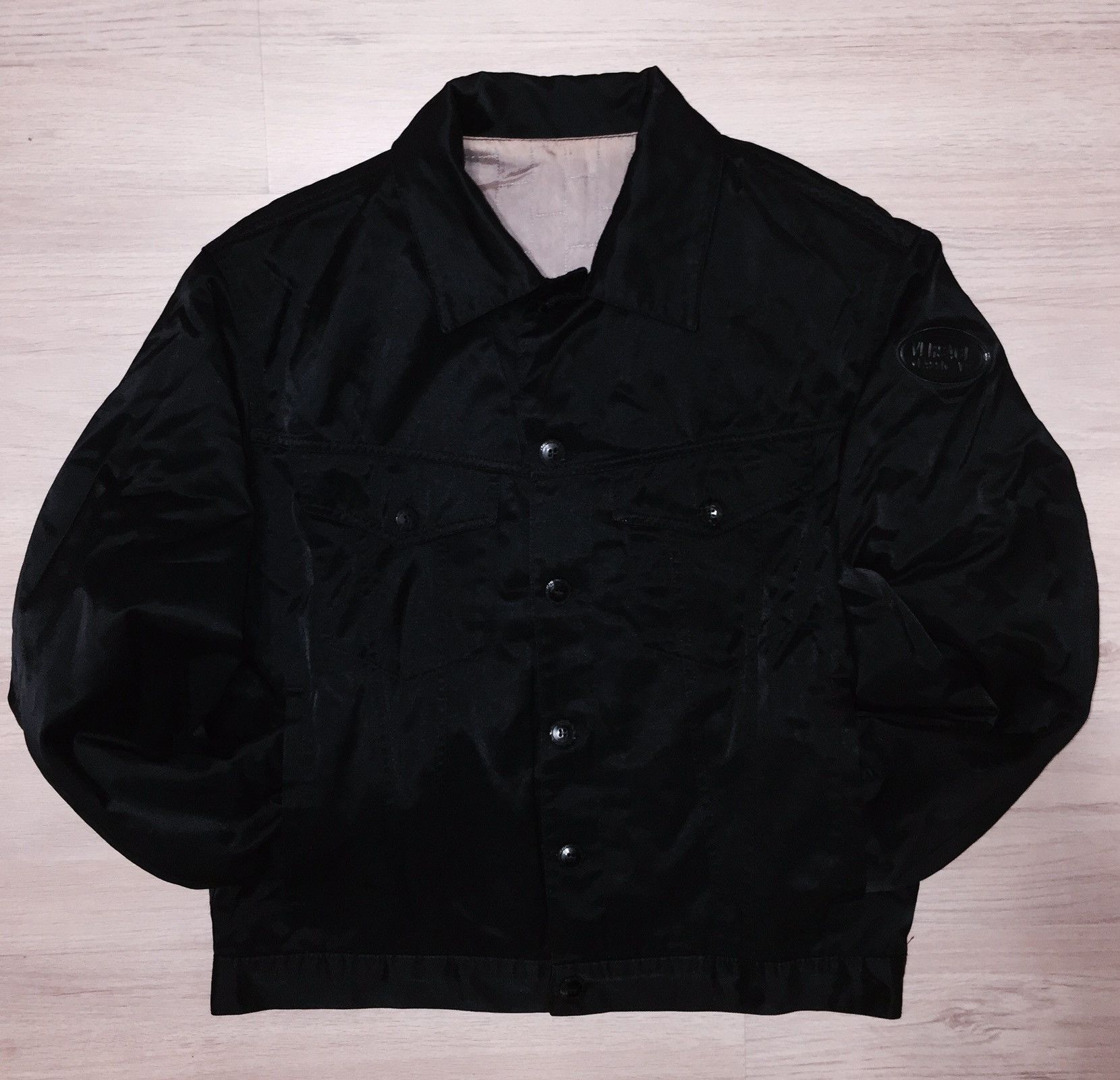 NEW Versace V2 VINTAGE Size M or L Black Nylon Trucker Jacket