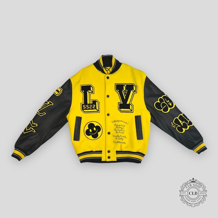 lv yellow varsity jacket