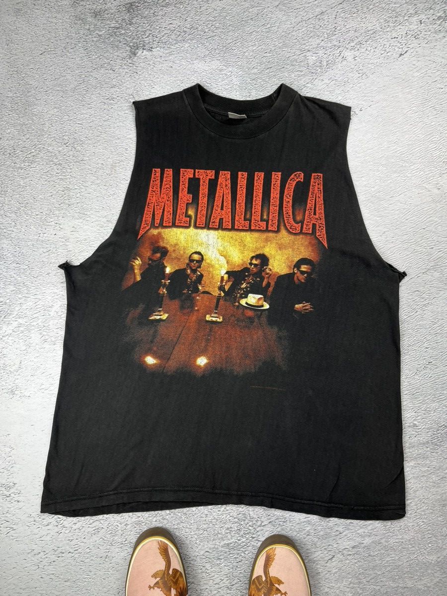 image of Rock T Shirt x Tour Tee Vintage 1996 Metallica Load Tour 1996-1997 Tank Top in Faded Black (Size XL