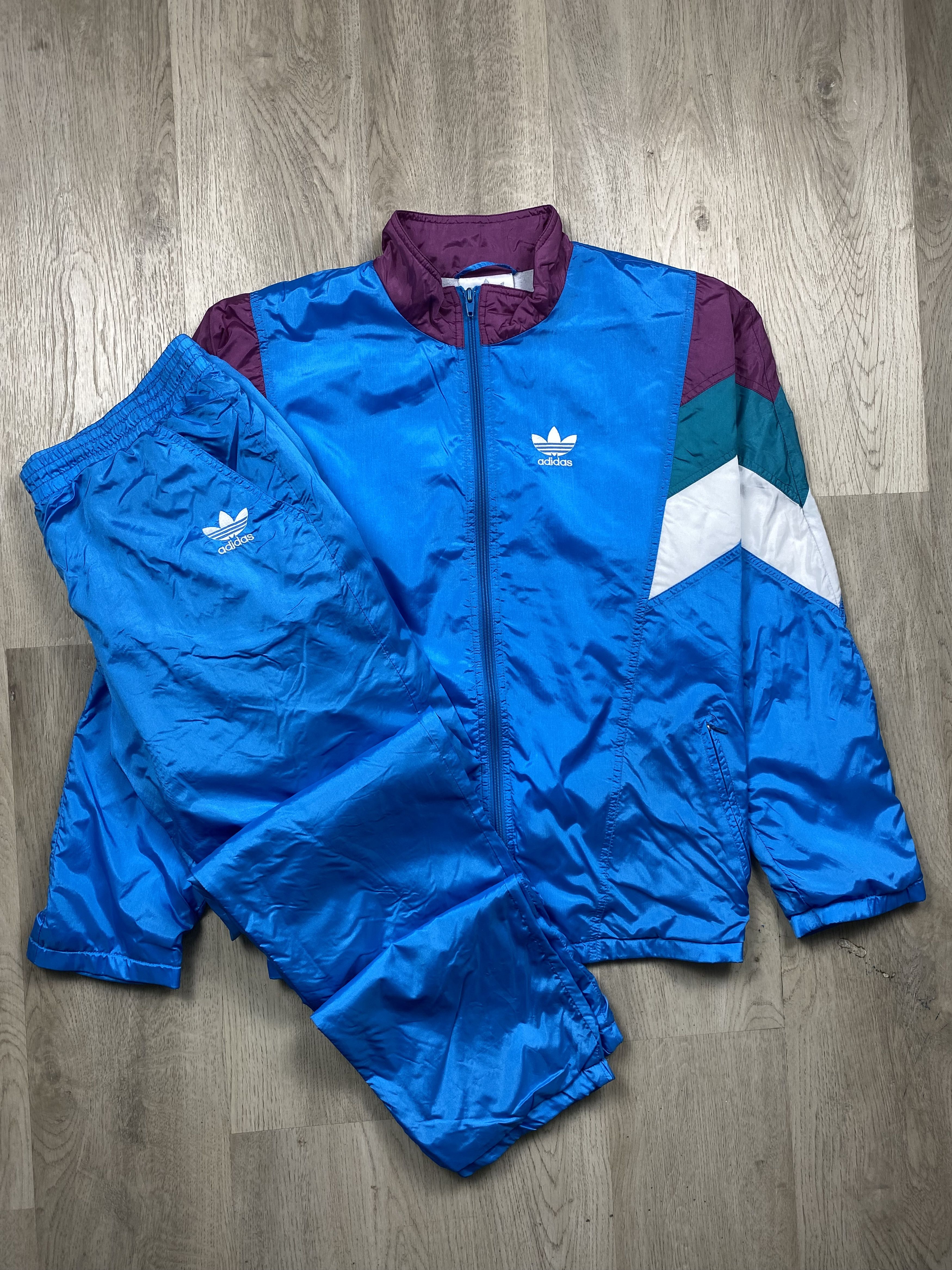 Adidas ADIDAS 90s Vintage Mens Nylon Track Suit Jacket + Pants Size US 36 / EU 52 - 1 Thumbnail