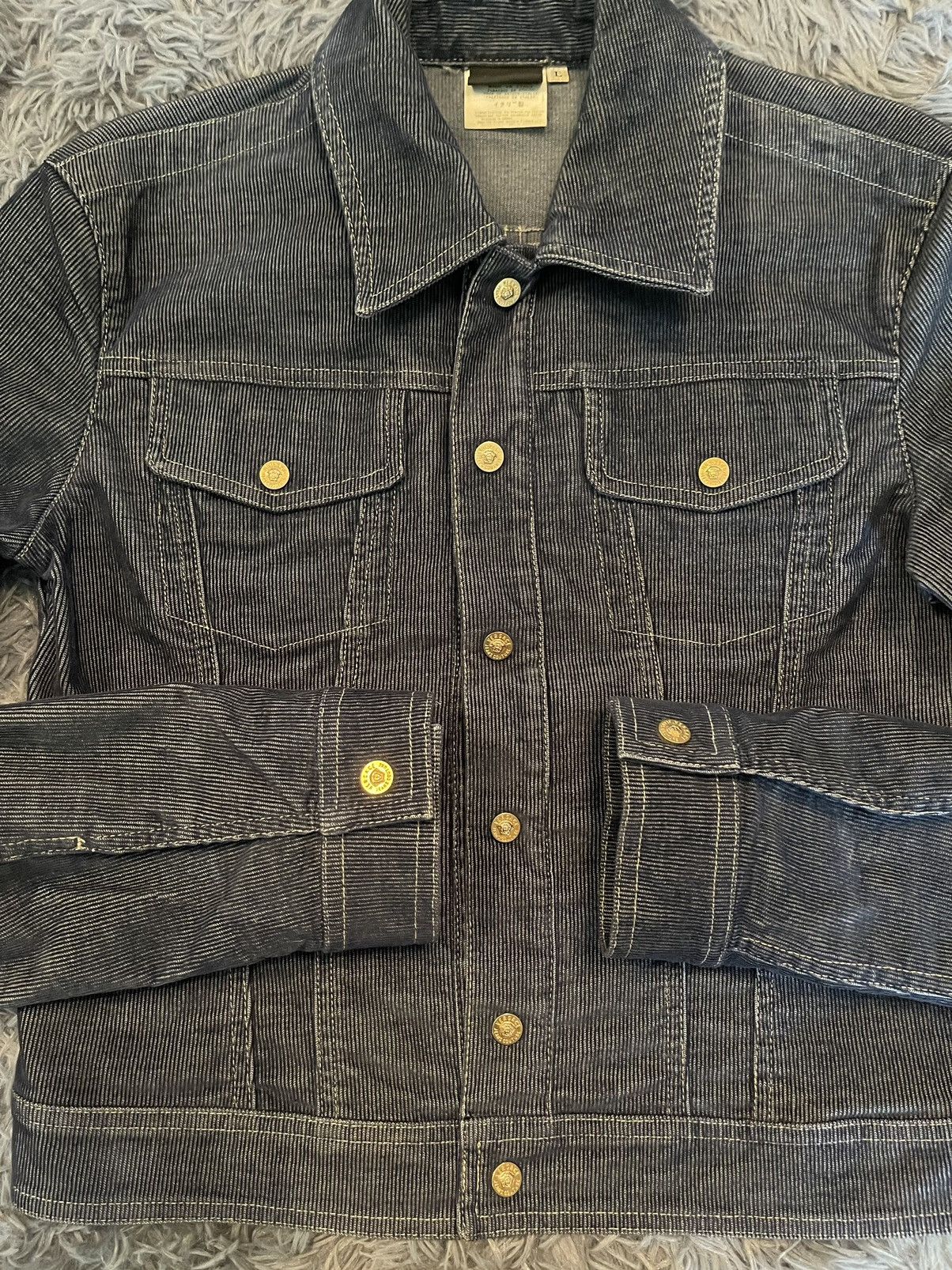 Versace × Vintage Versace 90s vintage Medusa buttons corduroy jacket Size L / US 10 / IT 46 - 2 Thumbnail