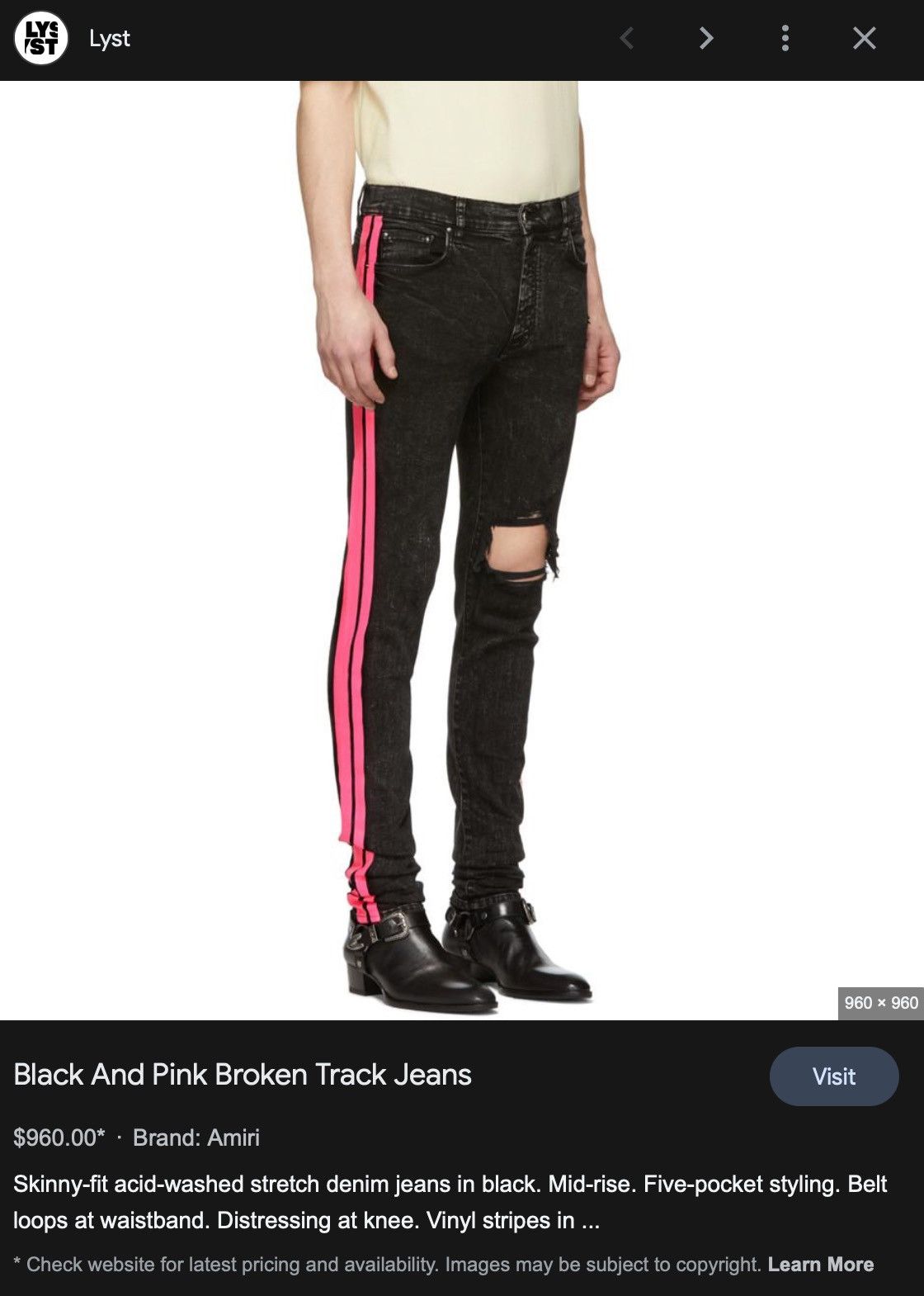 Amiri Amiri black and pink track jeans | Grailed