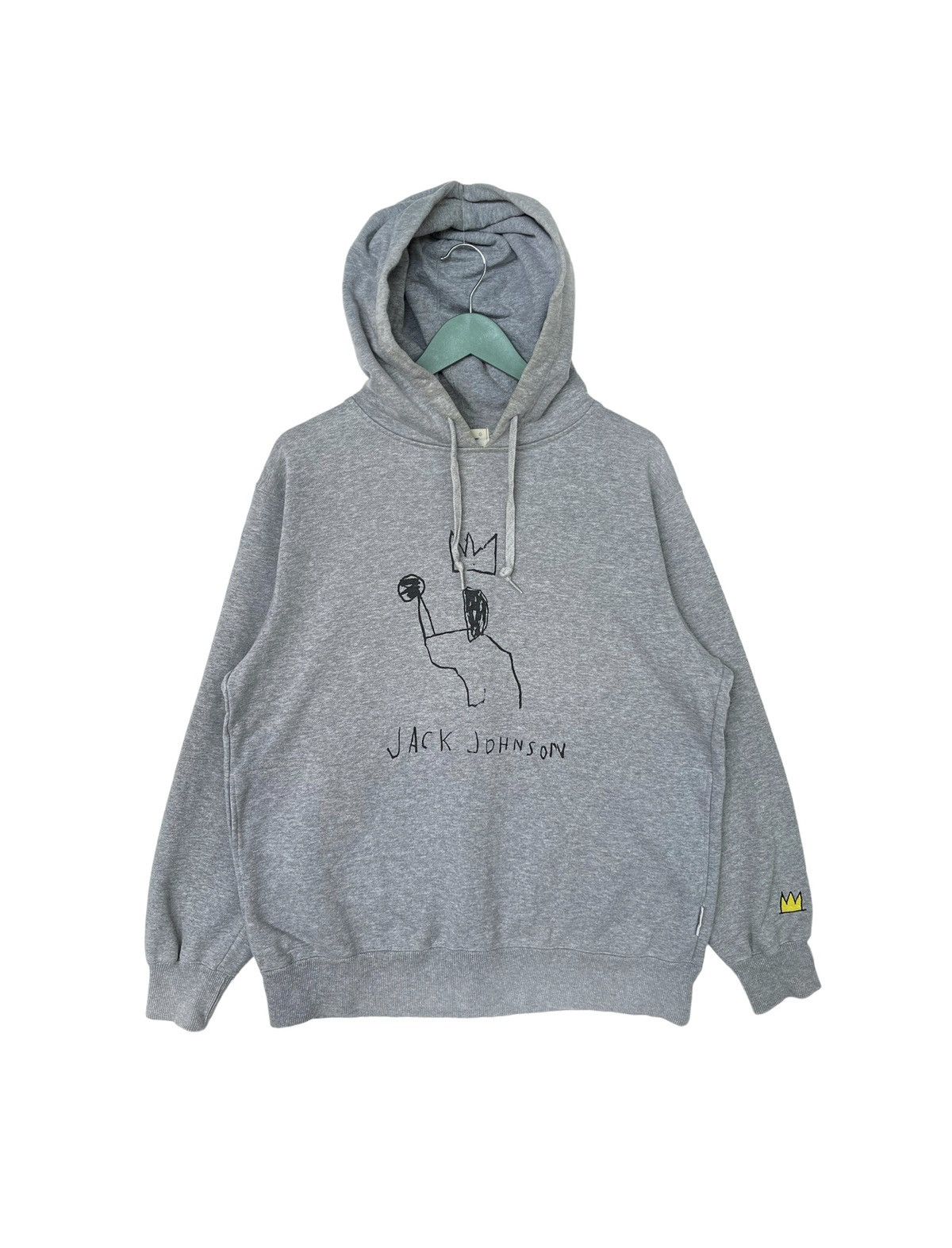 image of Vintage Jean Michel Basquiat Jack Johnson Art Hoodie in Grey, Men's (Size Large)