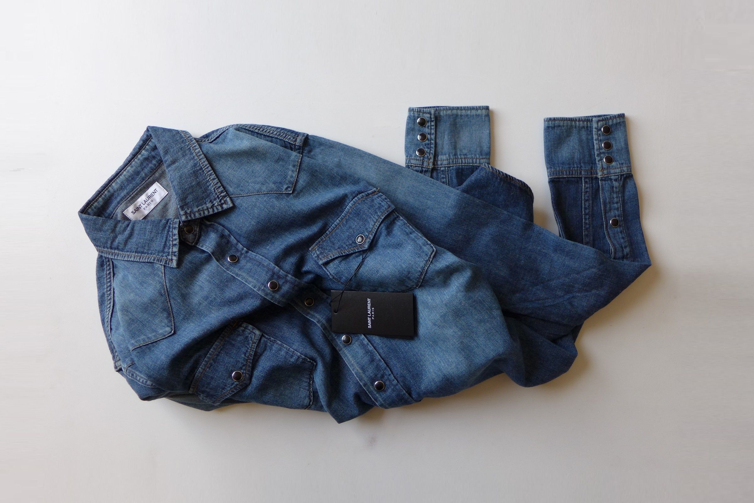 Saint Laurent Paris Saint Laurent Western Shirt -- Blue Denim Size US S / EU 44-46 / 1 - 5 Thumbnail