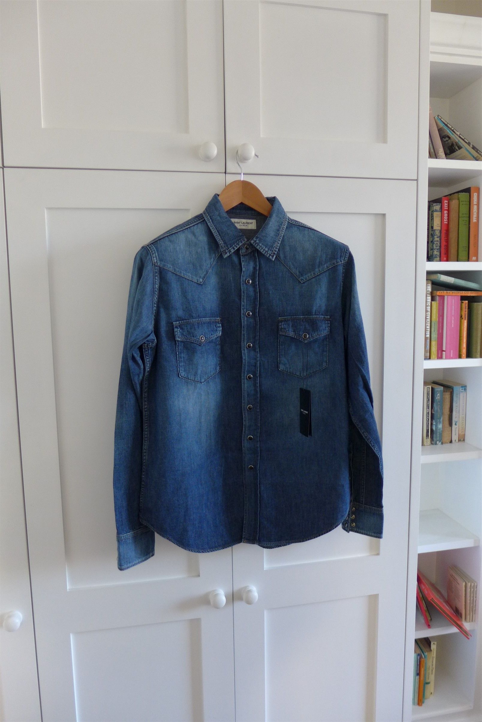 Saint Laurent Paris Saint Laurent Western Shirt -- Blue Denim Size US S / EU 44-46 / 1 - 3 Thumbnail