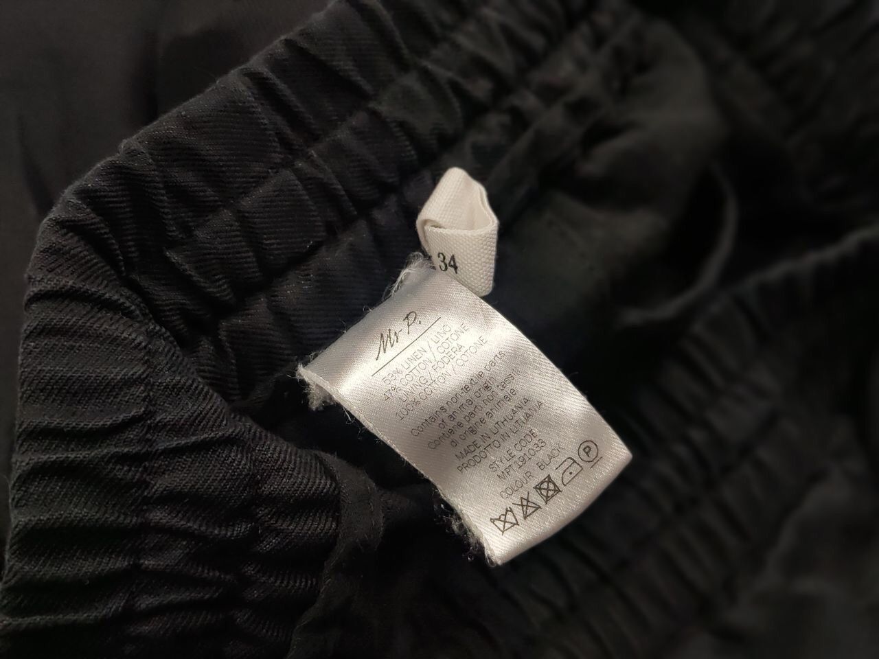 Mr P. Mr P. Porter Designer Black Cropped Mens Lined Cotton Pants Size US 34 / EU 50 - 14 Thumbnail
