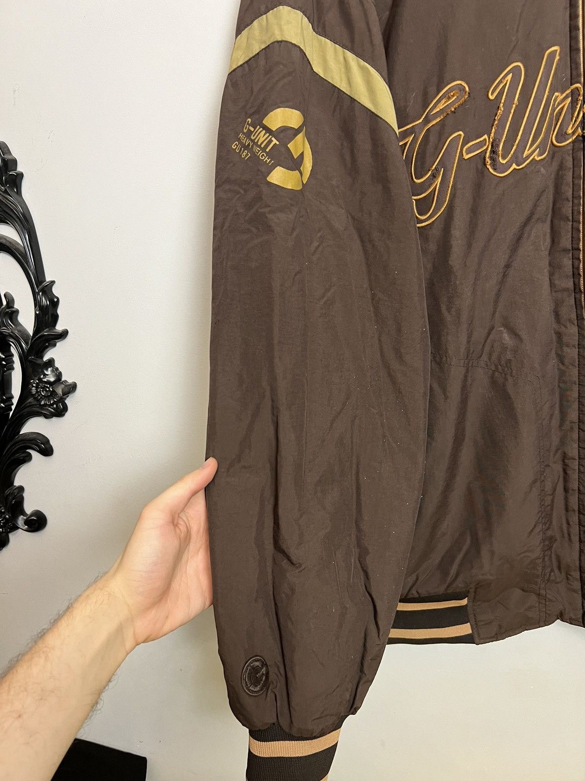 G-Unit Rare Vintage G-Unit Logo Brown Bomber Jacket Rap Hip Hop Size US L / EU 52-54 / 3 - 3 Thumbnail
