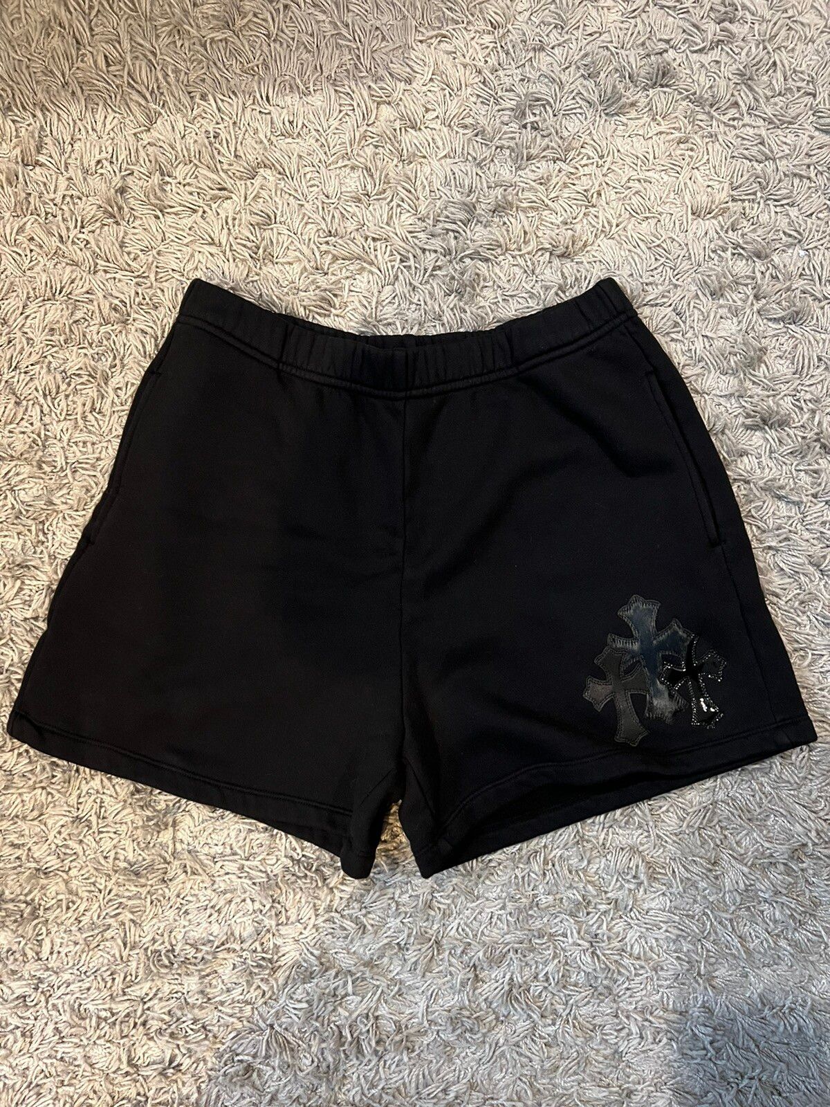 Pre-owned Chrome Hearts Cemetery Cross Shorts In Black
