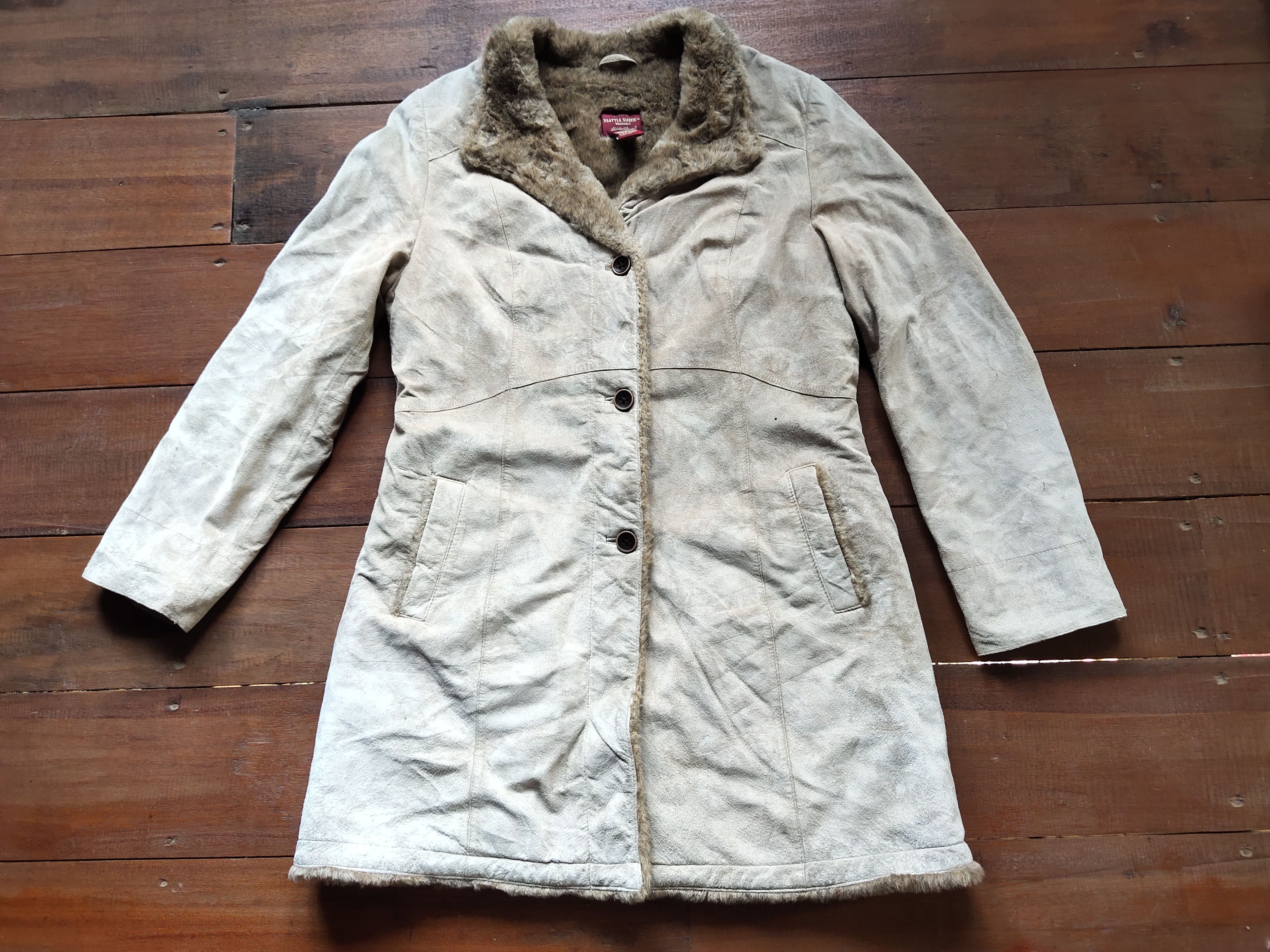 Eddie bauer faux fur leather jacket