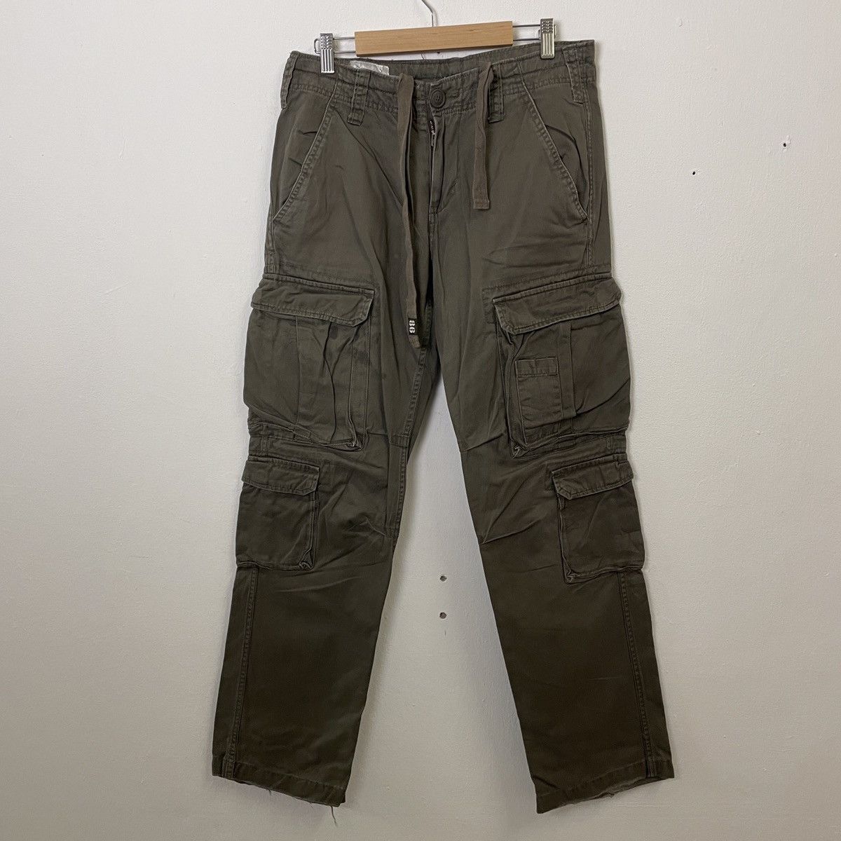 image of Vintage Real Crush Clothing 9 Pocket Tactical Cargo Pants in Green, Men's (Size 32)