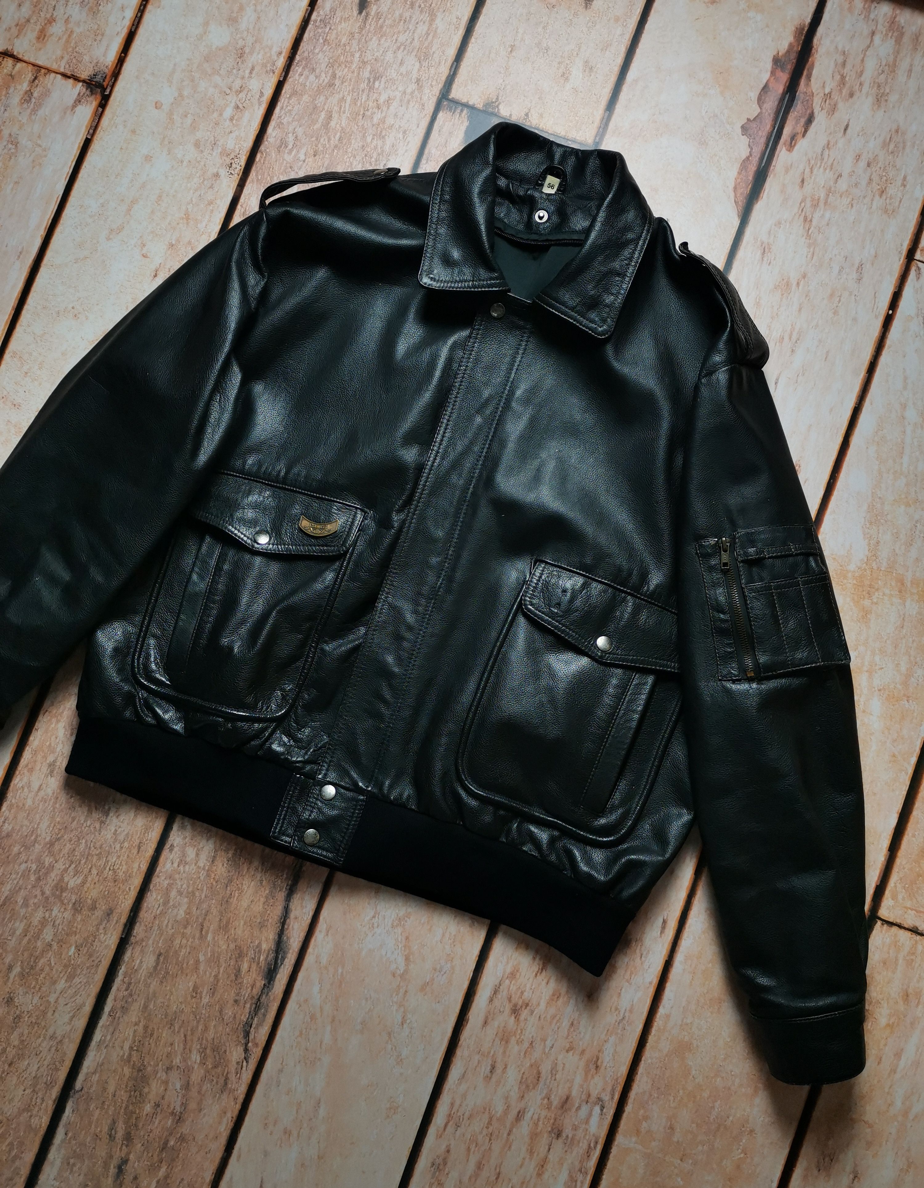 image of Genuine Leather Jacket Vintage 90's in Black, Men's (Size XL)