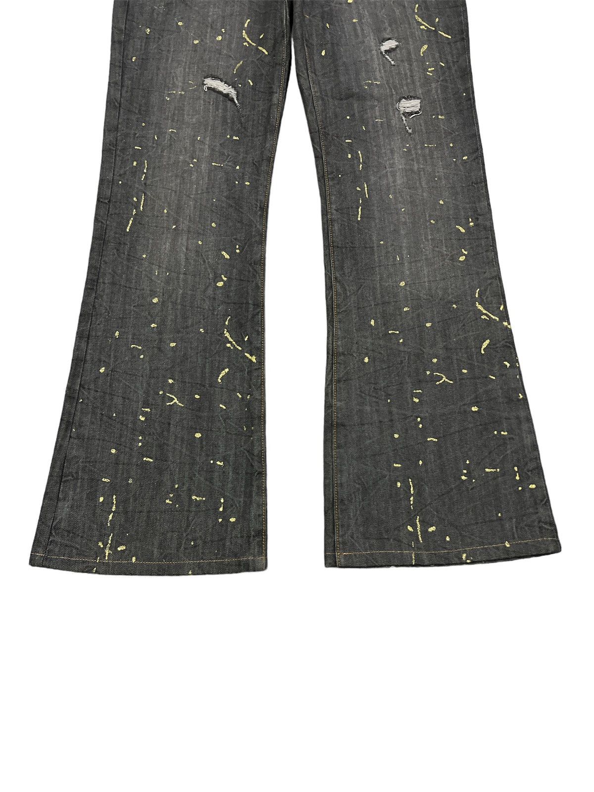FLARED💥THRASHED AGATE LABEL RIPPED SPLATTERED DENIM PANT
