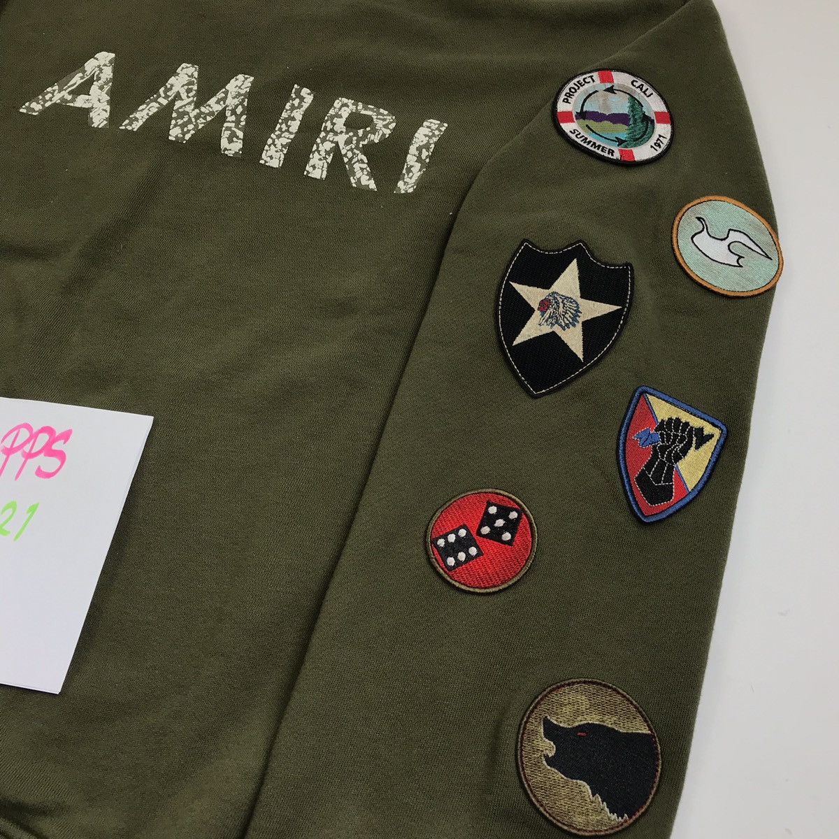Amiri AMIRI PATCH WORK CREW NECK OLIVE SWEATSHIRT Size US L / EU 52-54 / 3 - 3 Thumbnail