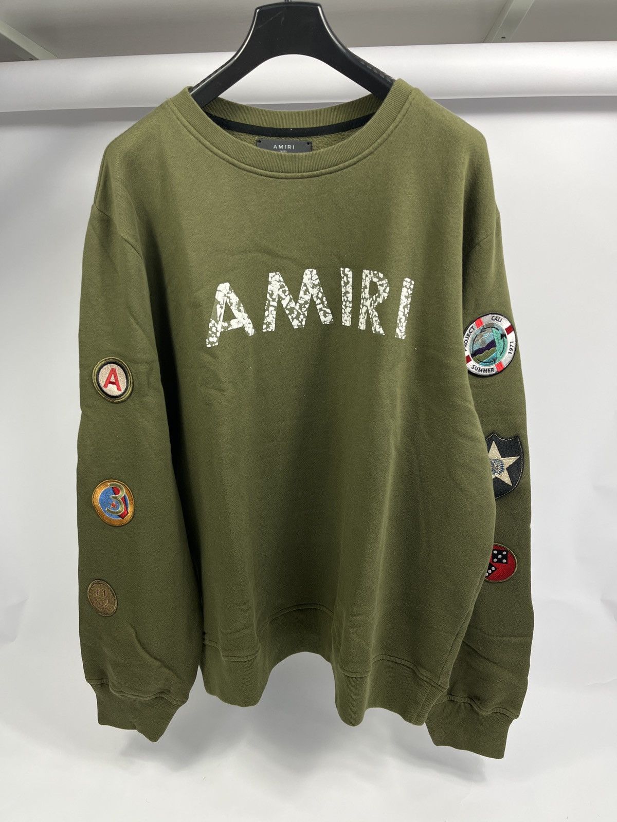 Amiri AMIRI PATCH WORK CREW NECK OLIVE SWEATSHIRT Size US L / EU 52-54 / 3 - 1 Thumbnail