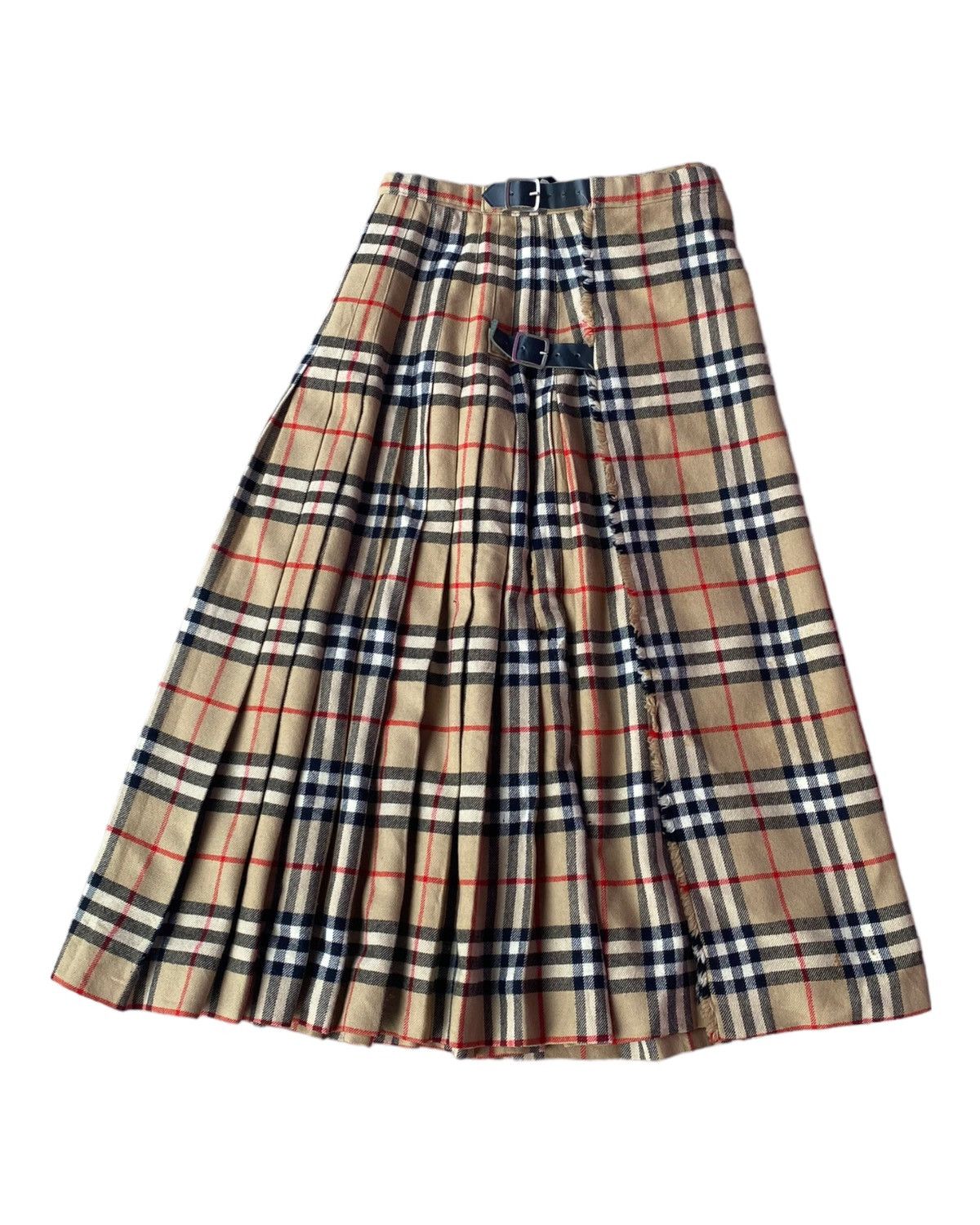 Burberry × Burberry Prorsum × Vintage VINTAGE BURBERRY MADE IN ENGLAND NOVA CHECK WOOL MIDI SKIRT Size 24" / US 00 / IT 34 - 1 Thumbnail