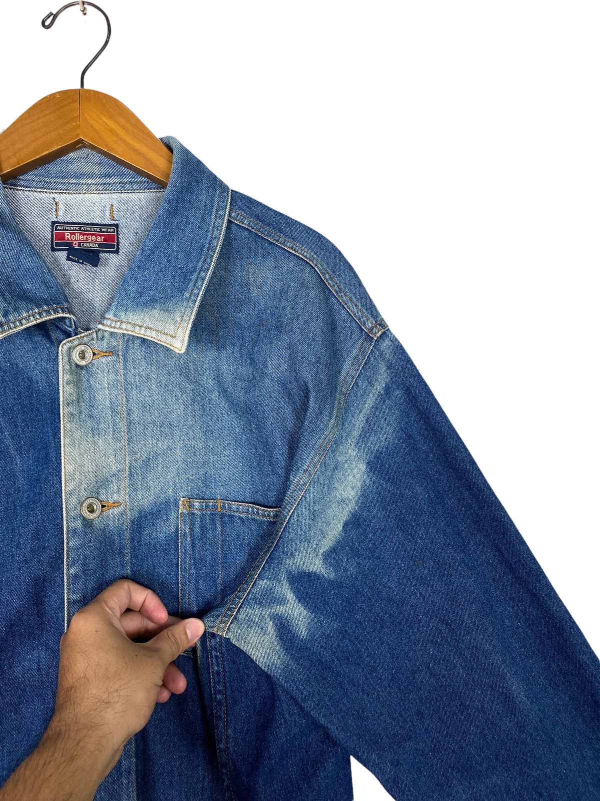 Vintage Rare‼️ Vtg ROLLERGEAR CANADA Denim Worn Out Chore Jacket Size US L / EU 52-54 / 3 - 8 Thumbnail