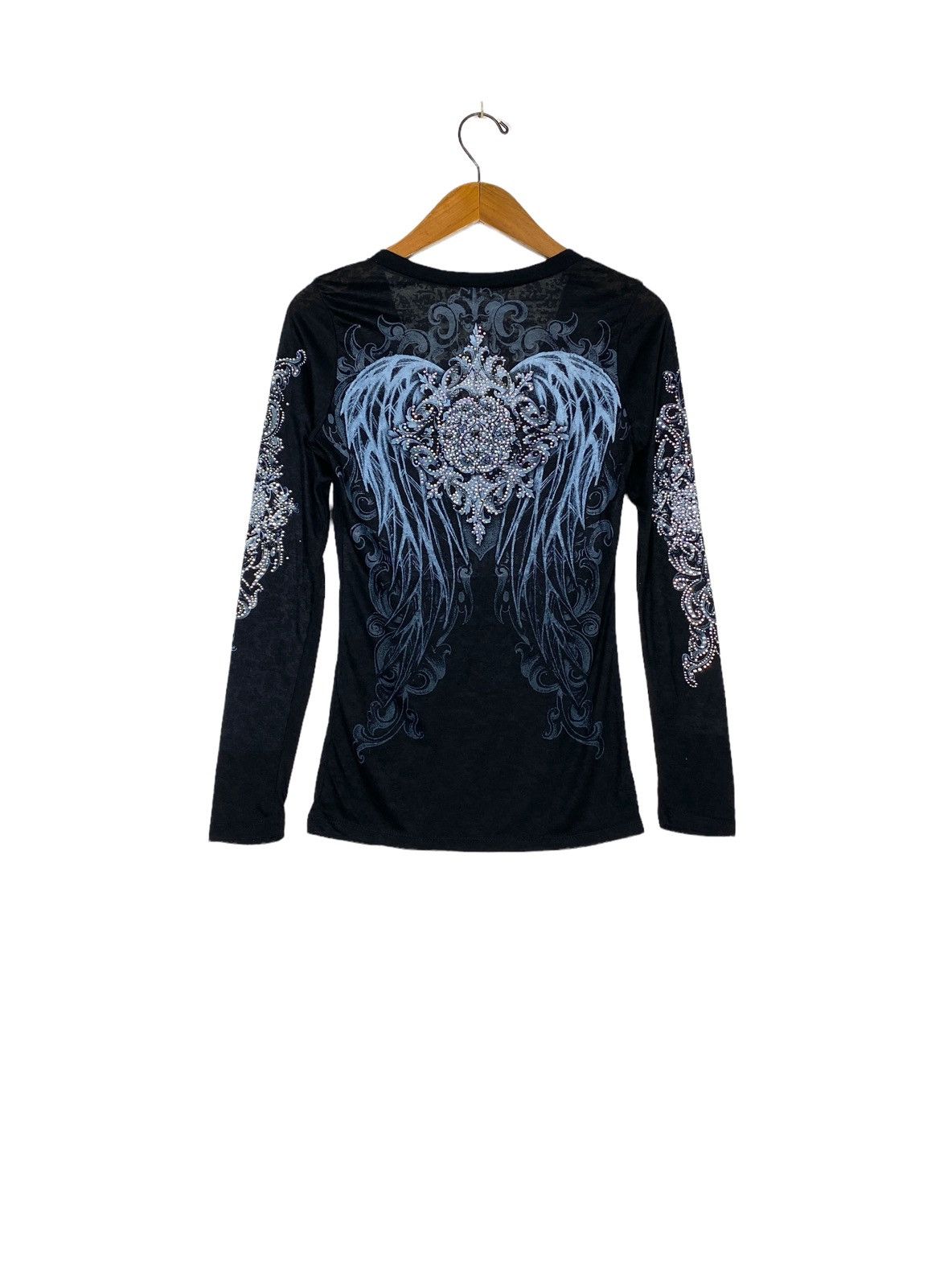 Vintage Vocal V Neck Long Sleeve Full Print Shirt Made Usa (Women) Size S / US 4 / IT 40 - 3 Thumbnail