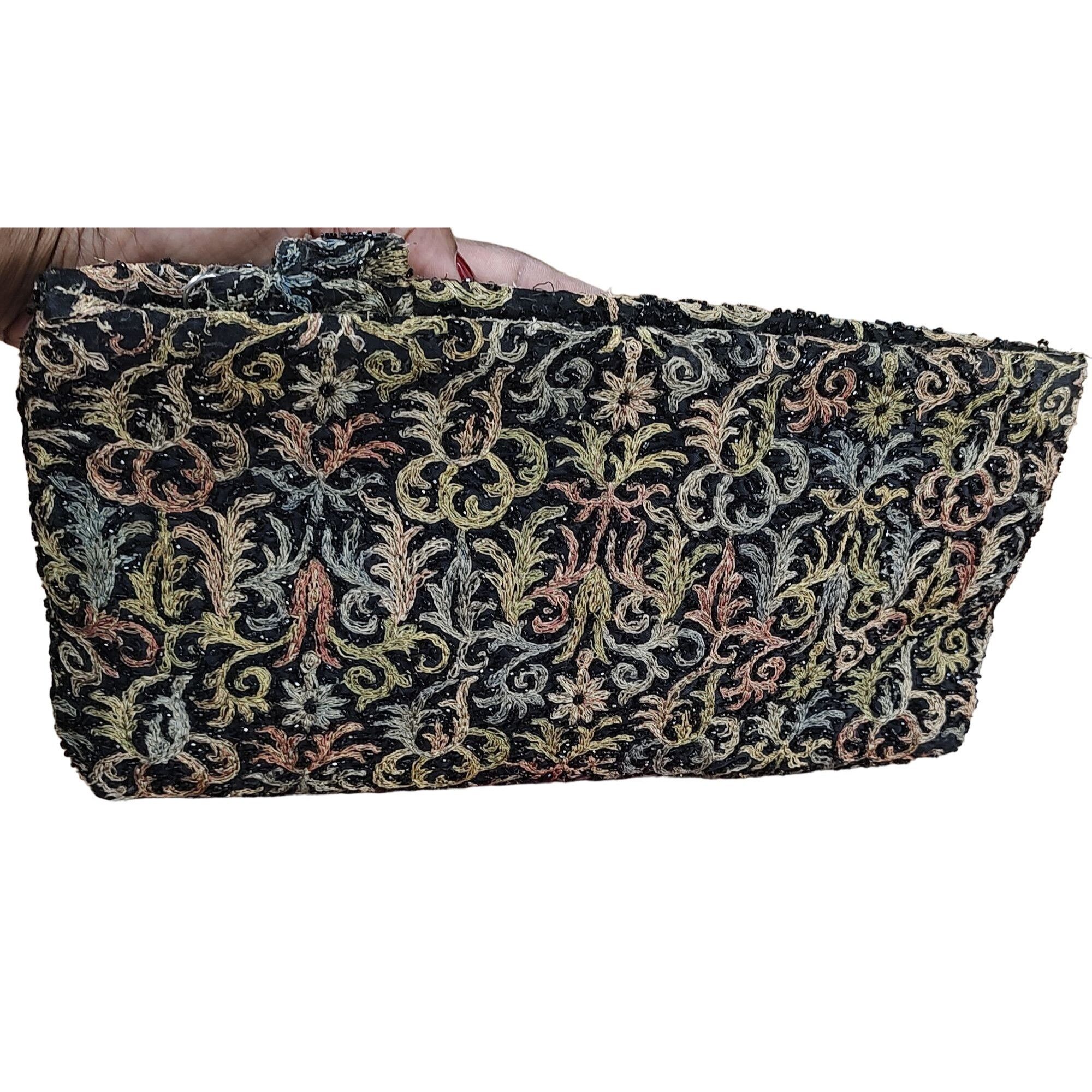 1940's - 50's Damask Embroidered Cluch