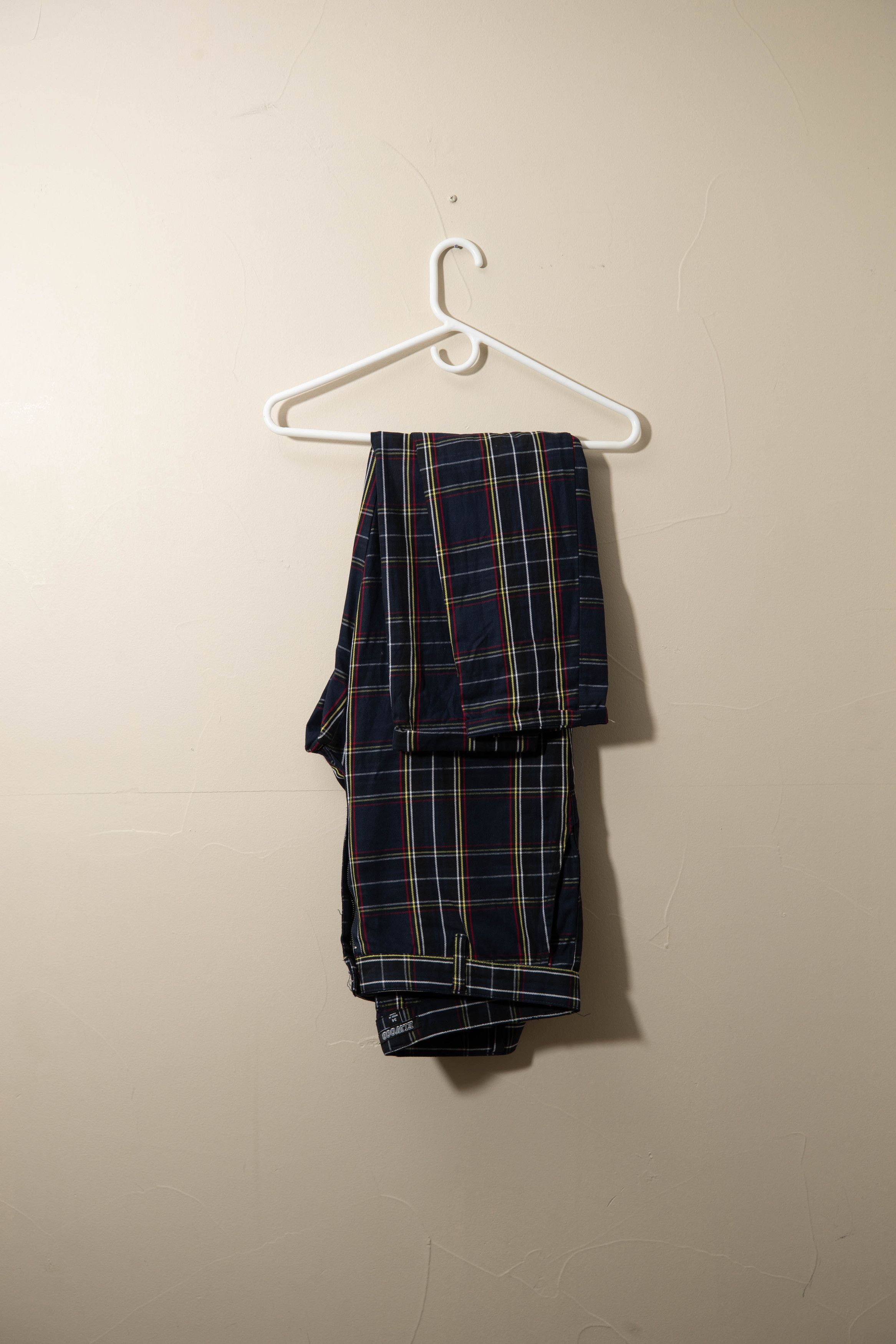 Navy tartan plaid slim tapered pant hot sale
