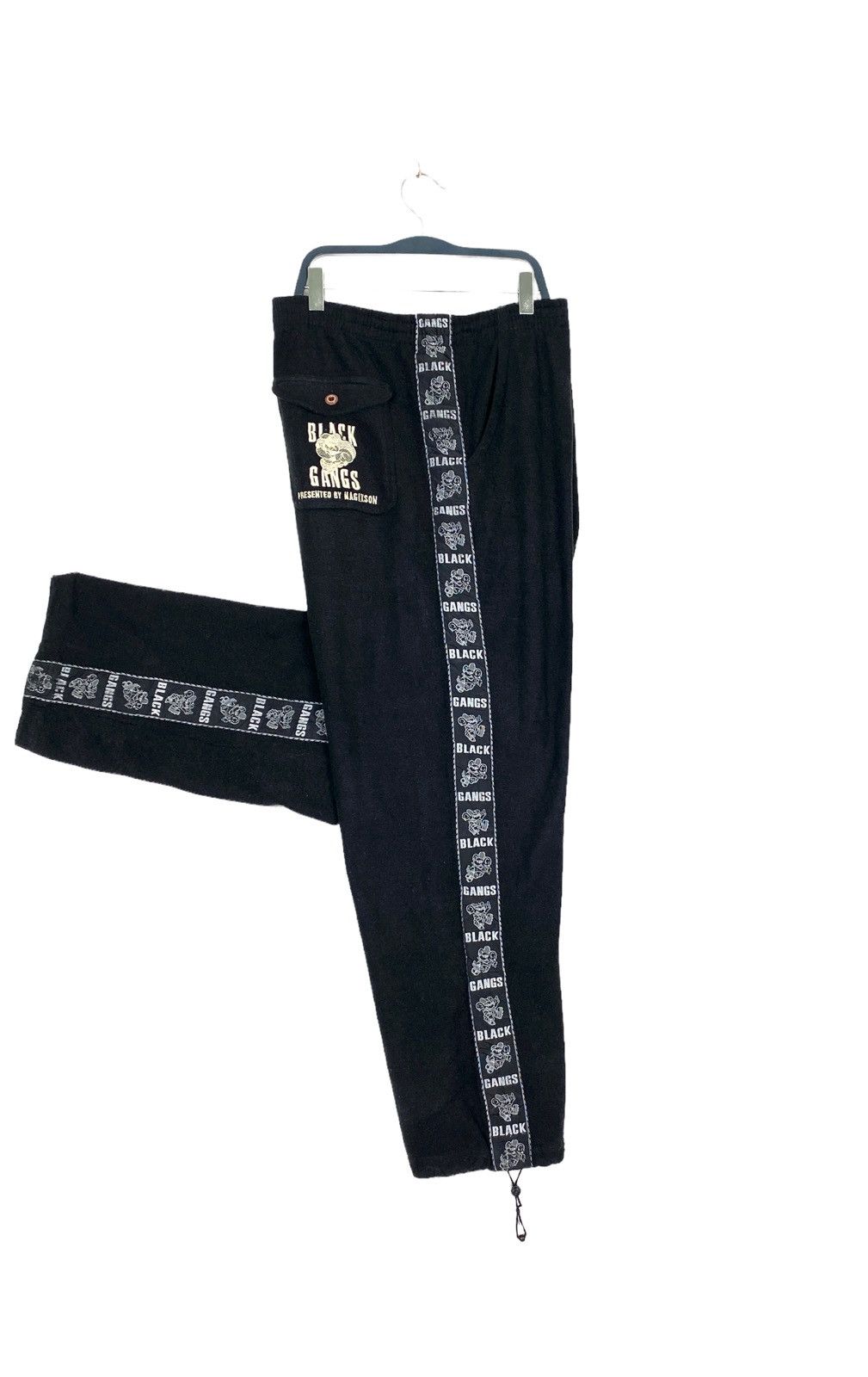 image of Vintage Magixson Black Gangs Sidetape Sweatpants Pants, Men's (Size 40)