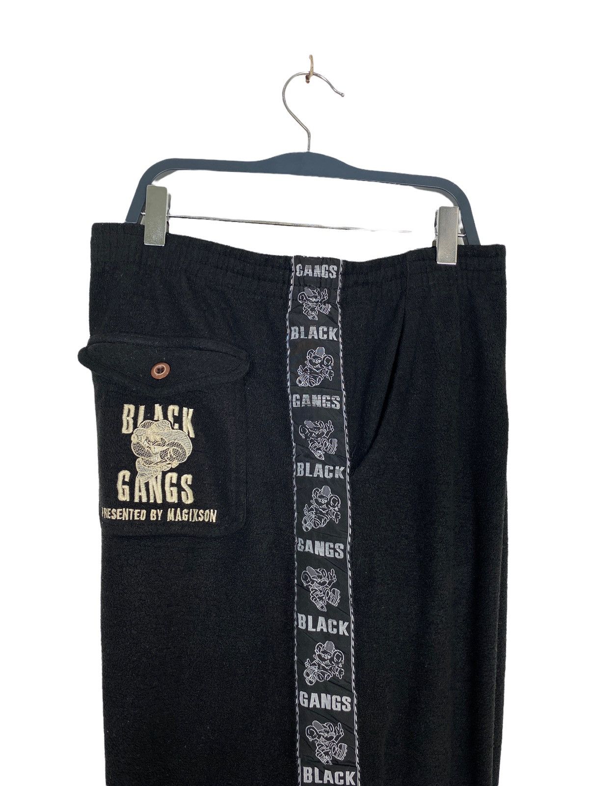Vintage Rare‼️ Vtg Magixson Black Gangs Sidetape Sweatpants Pants Size US 40 / EU 56 - 3 Thumbnail