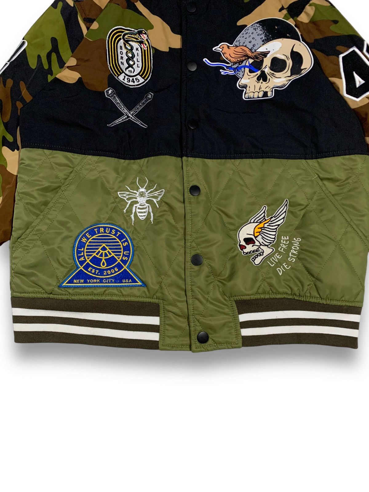 14th Addiction REASON Camo Embroidery Patches Skull Punk Varsity Jacket Size US M / EU 48-50 / 2 - 6 Thumbnail