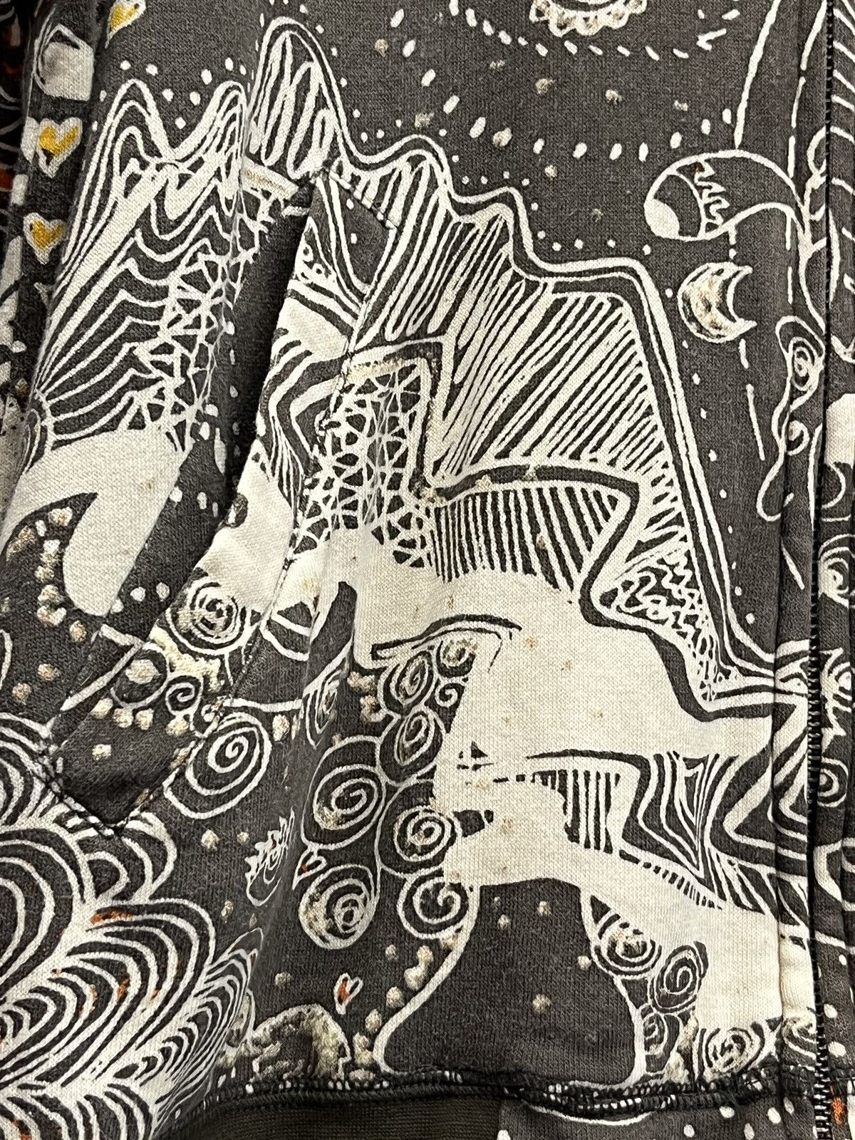 Issey Miyake VERY RARE🔥TSUMORI CHISATO Abstract Indian Art Zipper Hoodie Size US M / EU 48-50 / 2 - 9 Thumbnail
