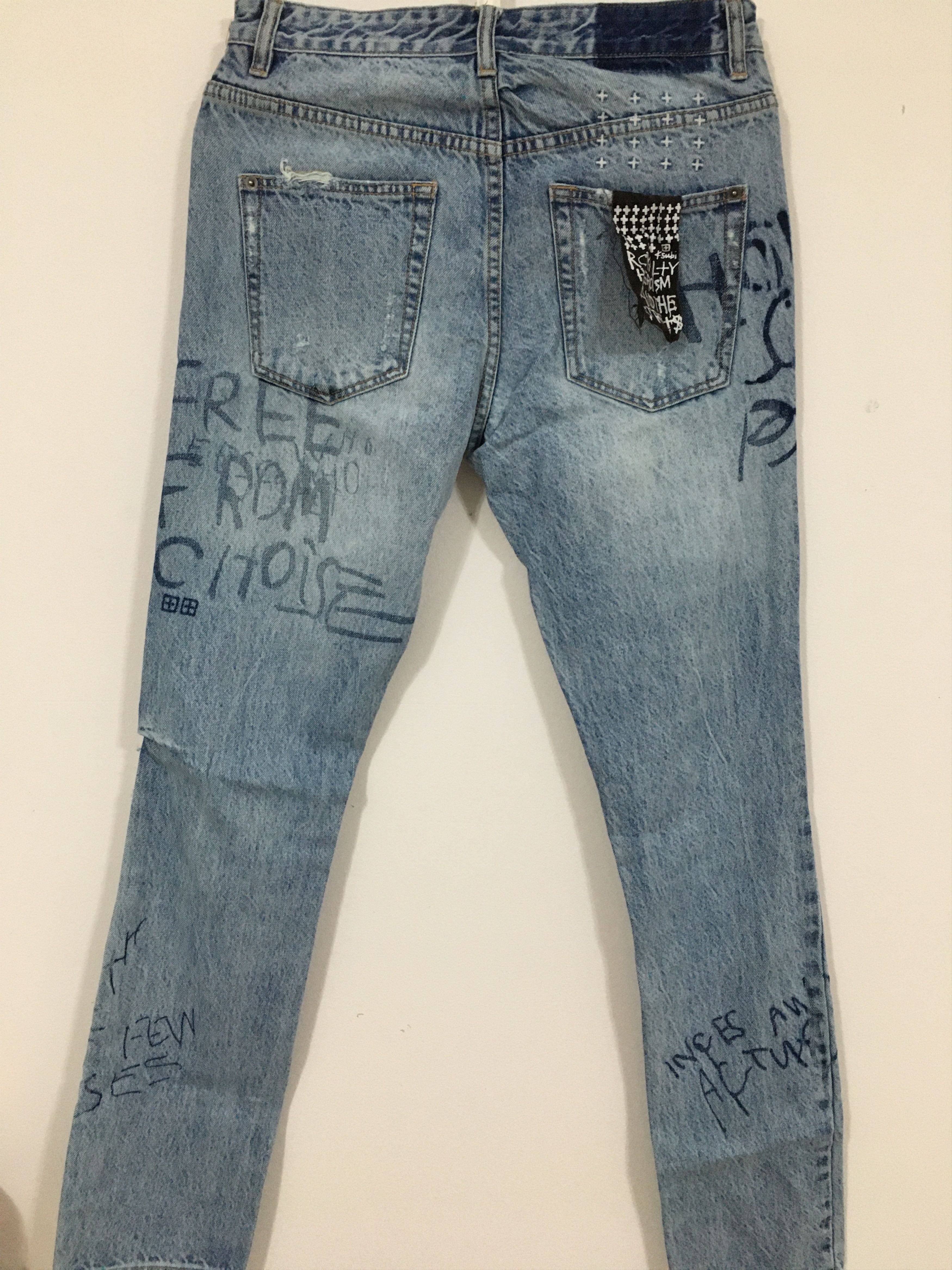 Ksubi Chitch Khaos Distressed Scribble Jeans Size US 30 / EU 46 - 10 Thumbnail