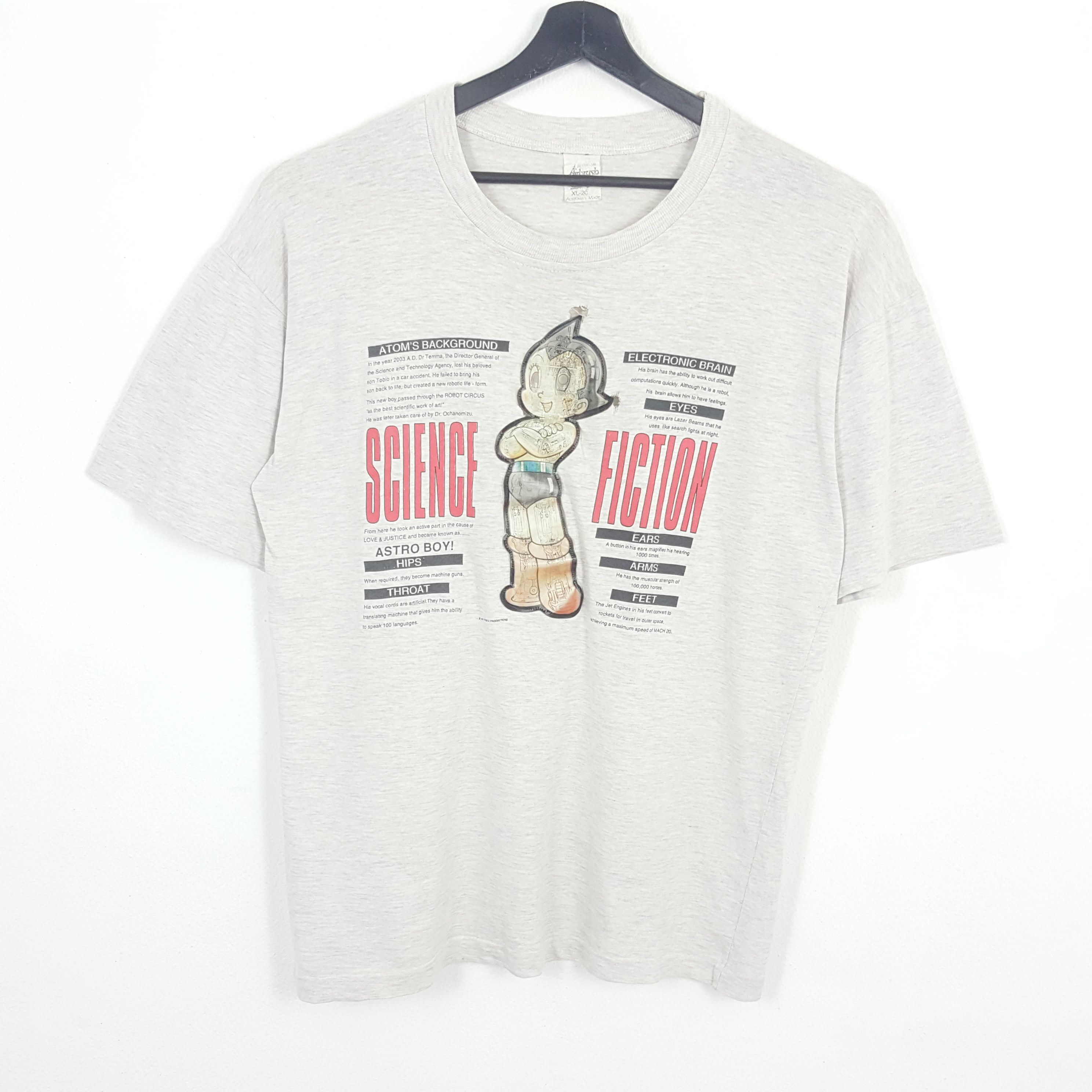 image of Anima x Movie Astro Boy Japanese Anime Series Vintage Tshirt in Grey, Men's (Size XL)