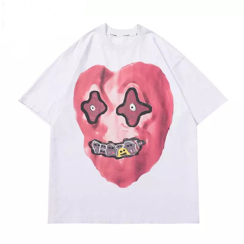 Streetwear Heart Monster Print Cotton Tshirt | Grailed