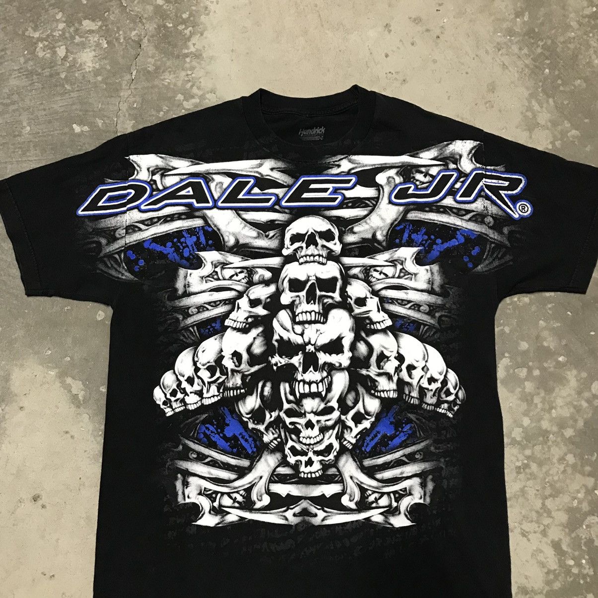 NASCAR × Vintage Vintage Dale Earnhardt Nascar All Over Print Skull T Shirt Size US L / EU 52-54 / 3 - 2 Thumbnail