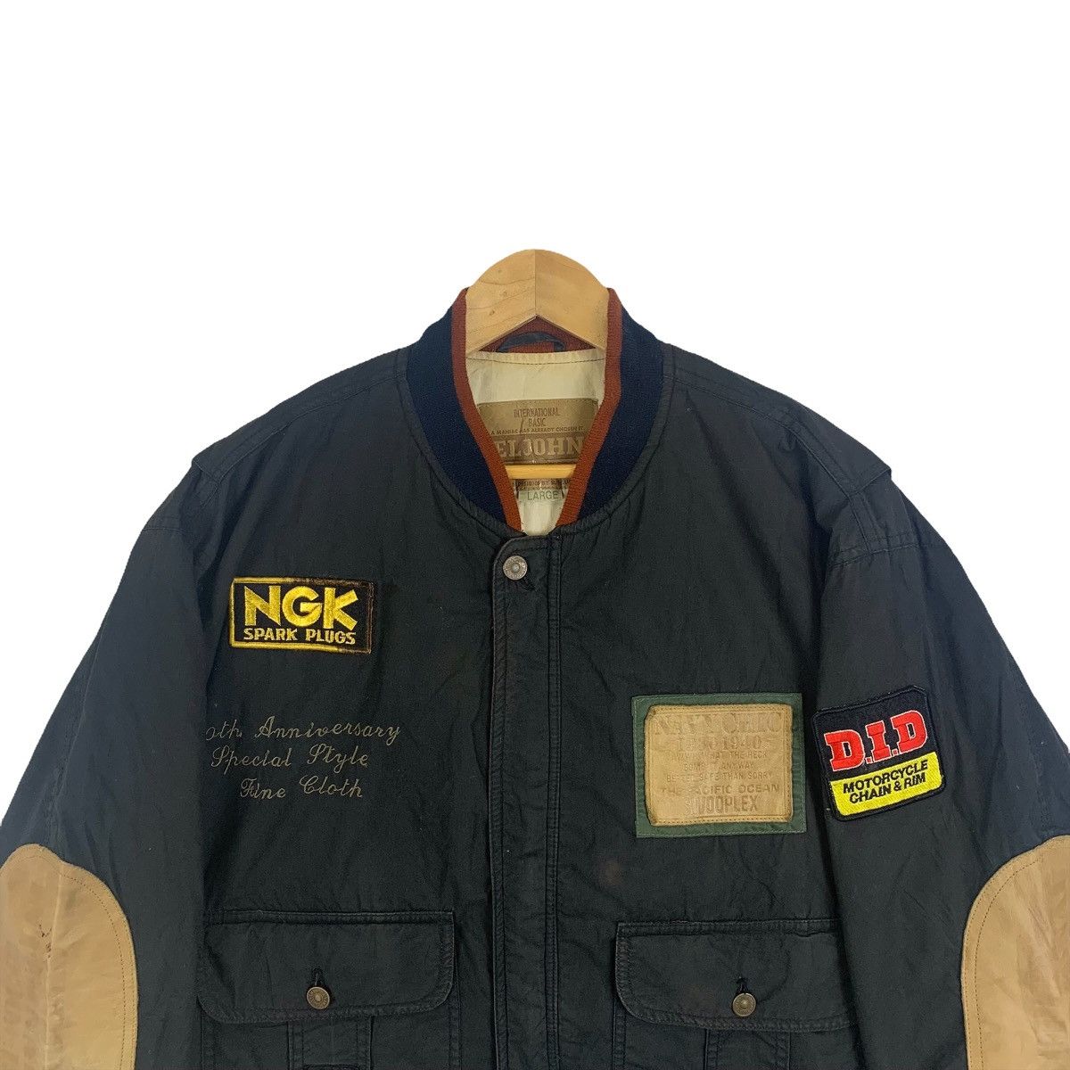 Sports Specialties ELJOHN NGK Sparks Plugs Motorcycle Patch Elbow Bomber Jacket Size US XL / EU 56 / 4 - 5 Thumbnail