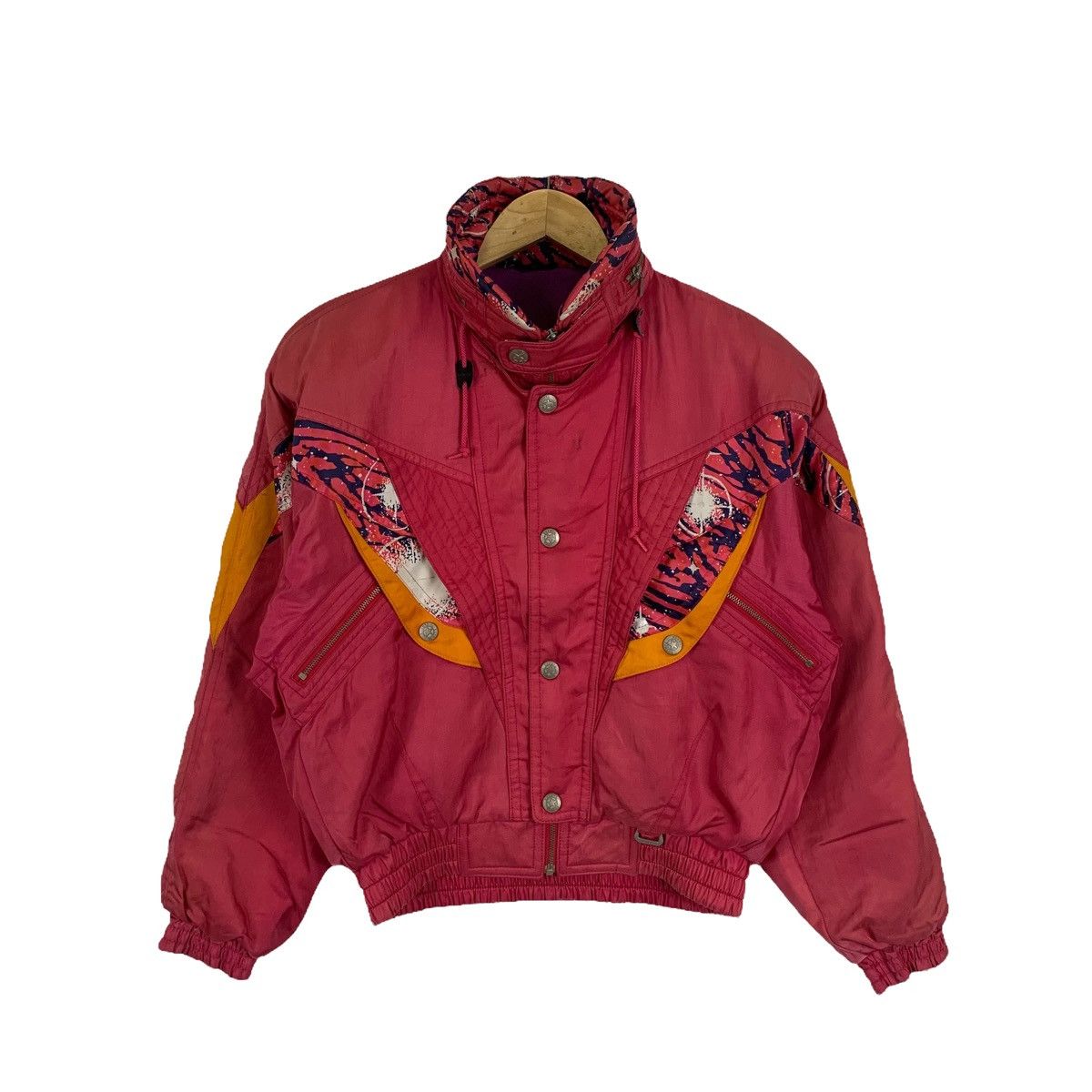 image of Vintage Yamaha Sport Ski Outdoor Zipper Bomber Ski Jacket in Pink/Purple, Men's (Size Large)
