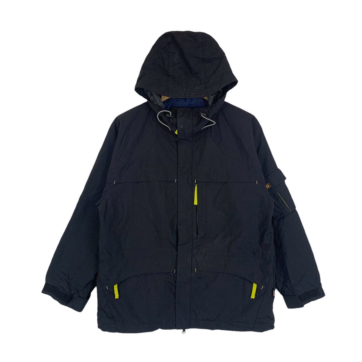 image of Vintage x Woolrich John Rich Bros Woolrich John Rich & Bros Hoodie Windbreaker Light Jacket in Blac