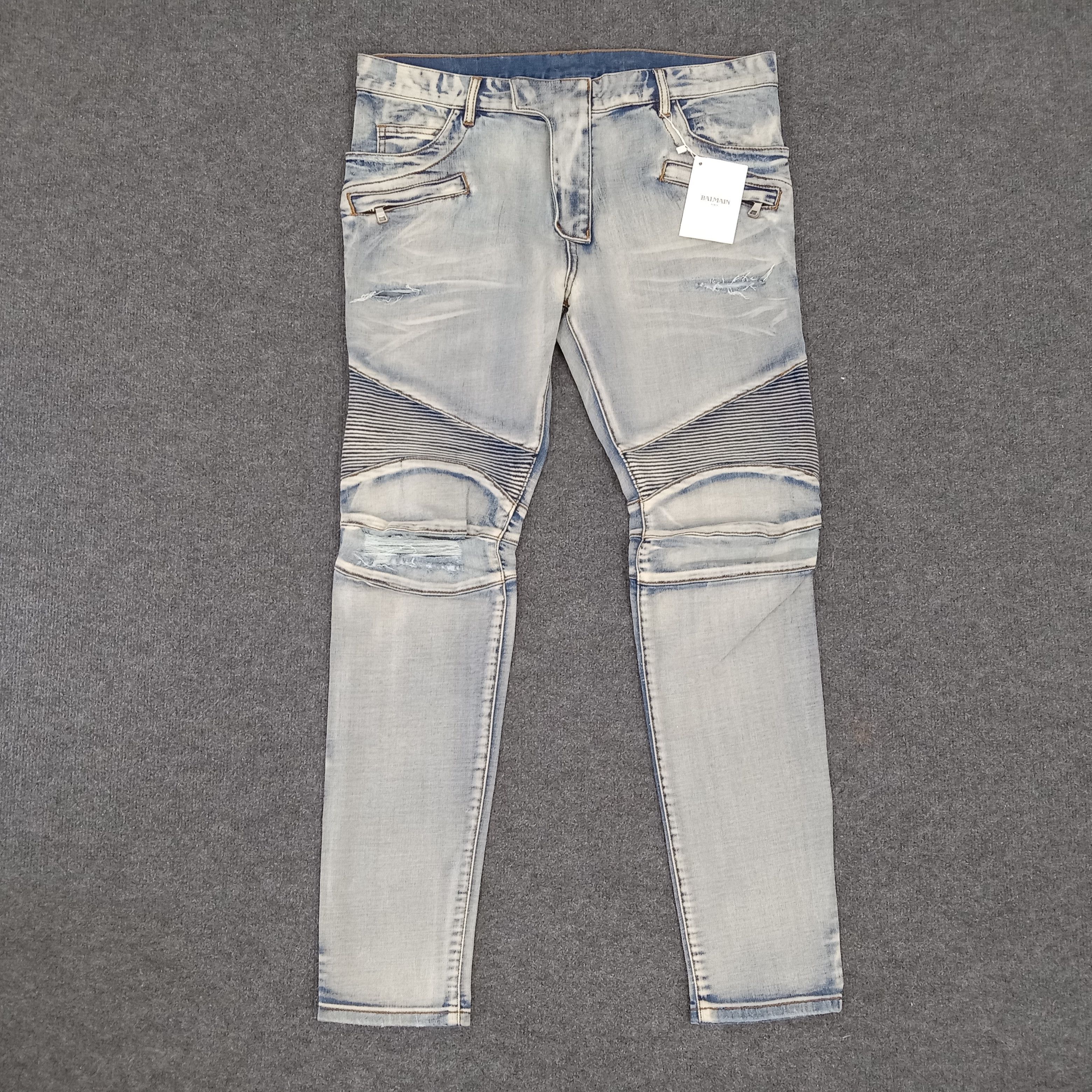 Vintage Balmain Pants Bikers Racing Design Jeans Size US 37 - 1 Thumbnail