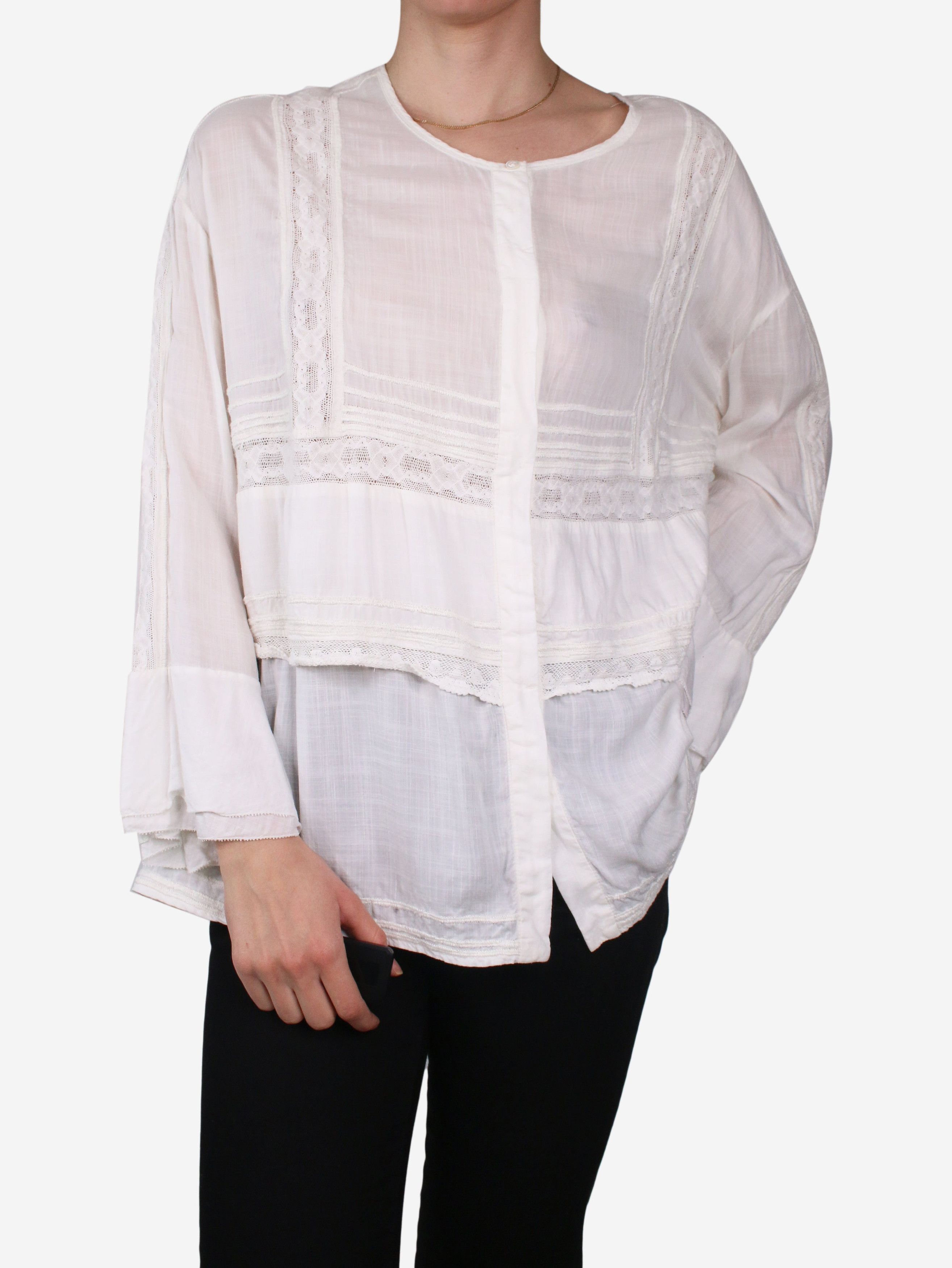White sheer lace blouse - size FR 36