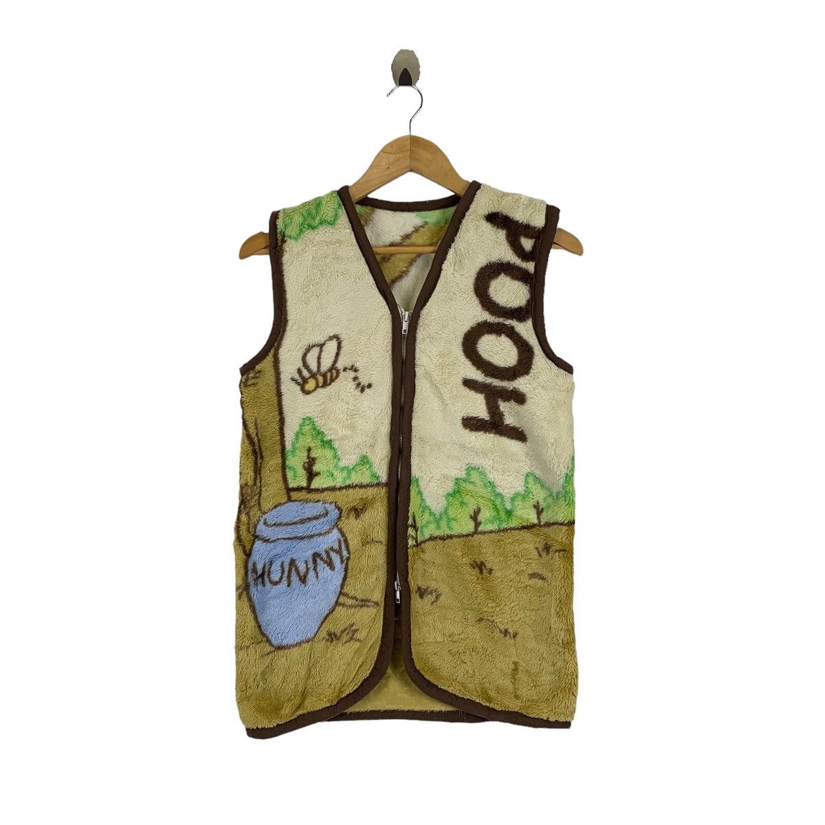 Cartoon Network × Disney × Vintage Winnie The POOH Cartoon Design Fleece Zipper Vest Jacket Size M / US 6-8 / IT 42-44 - 1 Thumbnail