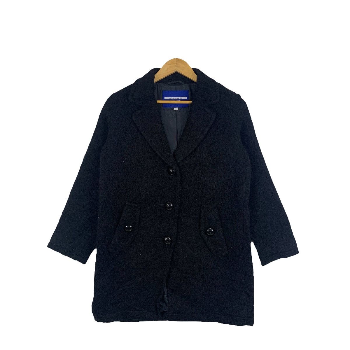 image of Burberry Blue Label London Designer Wool Coats Jacket in Black, Women's (Size Large)