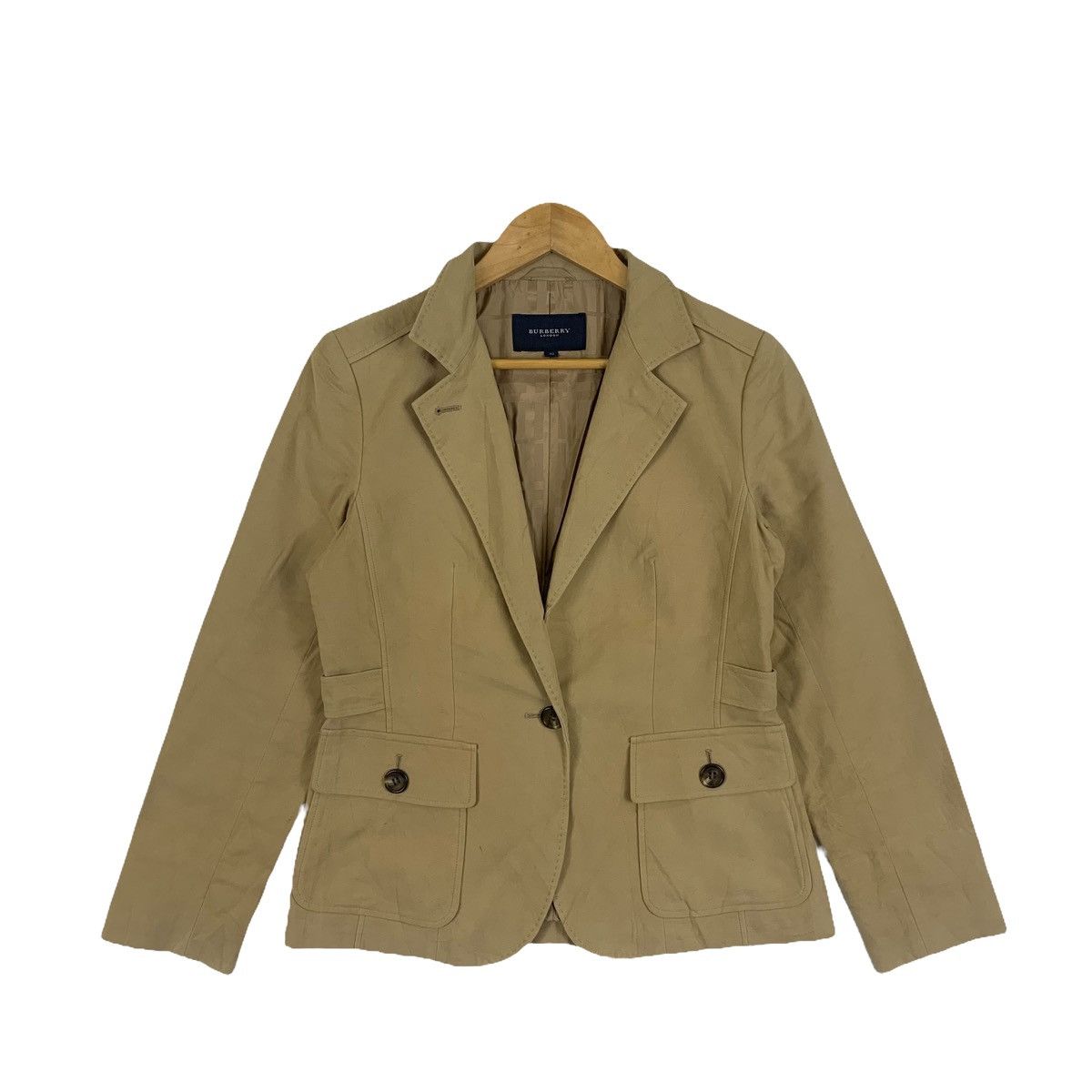 image of Burberry London Fashion Designer Blazer Coats Jacket in Beige, Women's (Size Small)