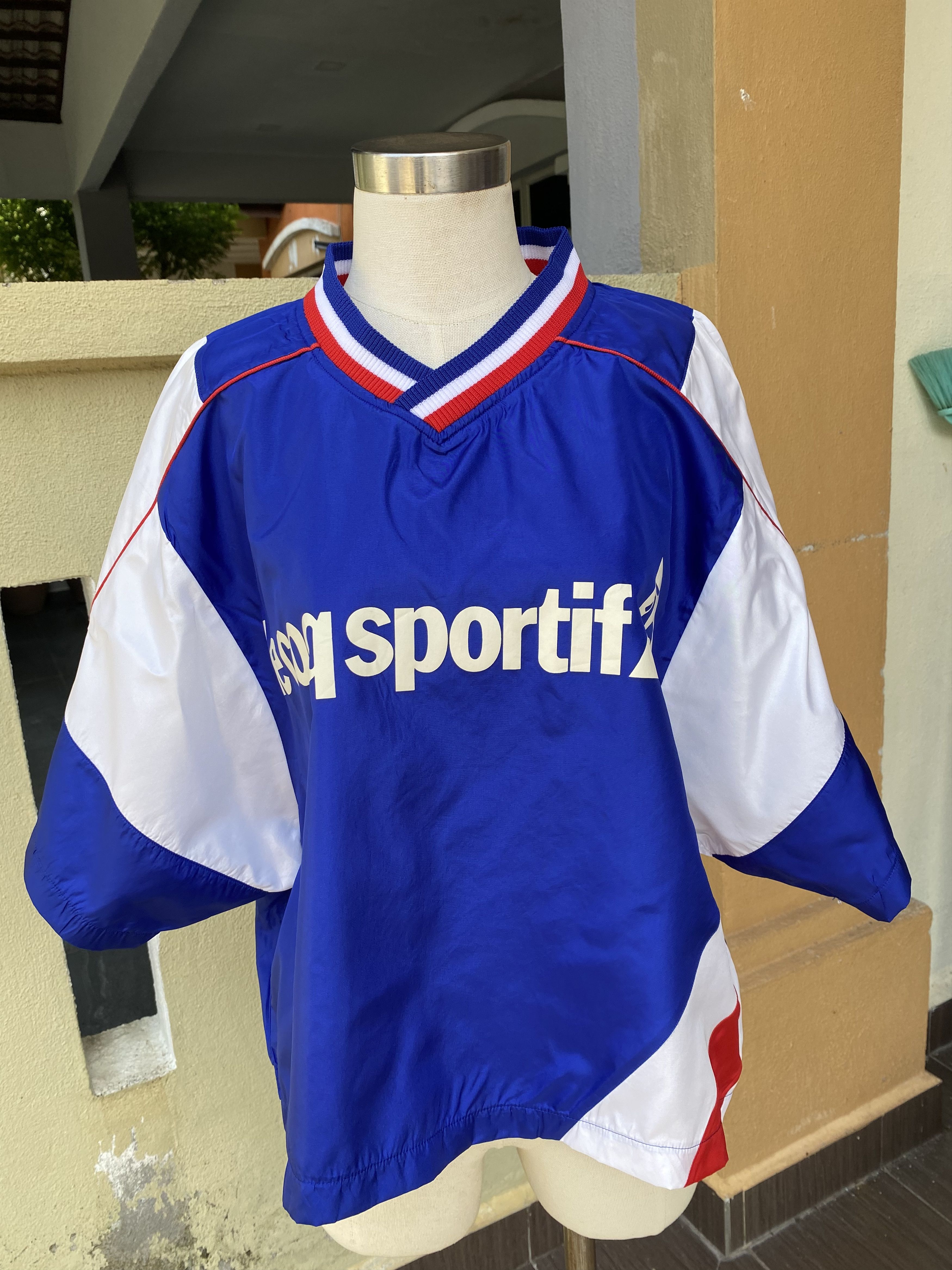 image of Le Coq Sportif x Vintage Crop Top Jersey in Blue, Women's (Size Large)